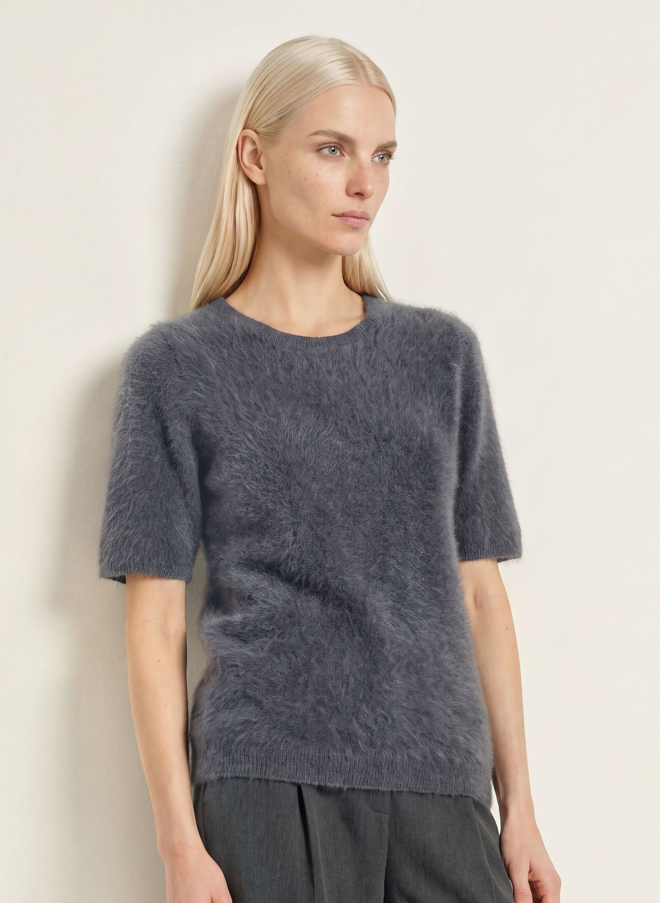 PURSCHOEN Strickshirt PISA aus Cashmere: DUNKELGRAU