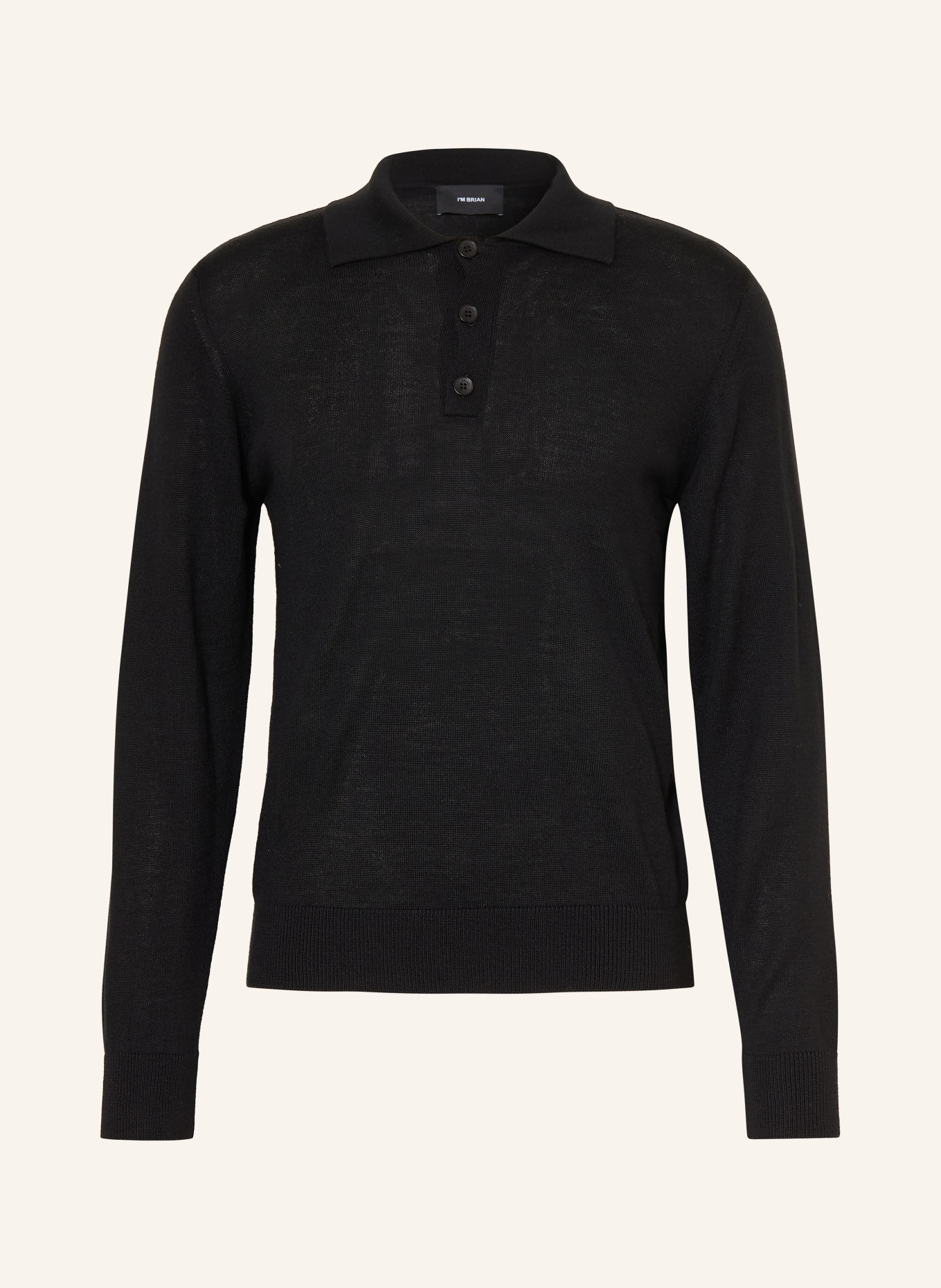 I'M BRIAN Knit polo shirt with merino wool: BLACK