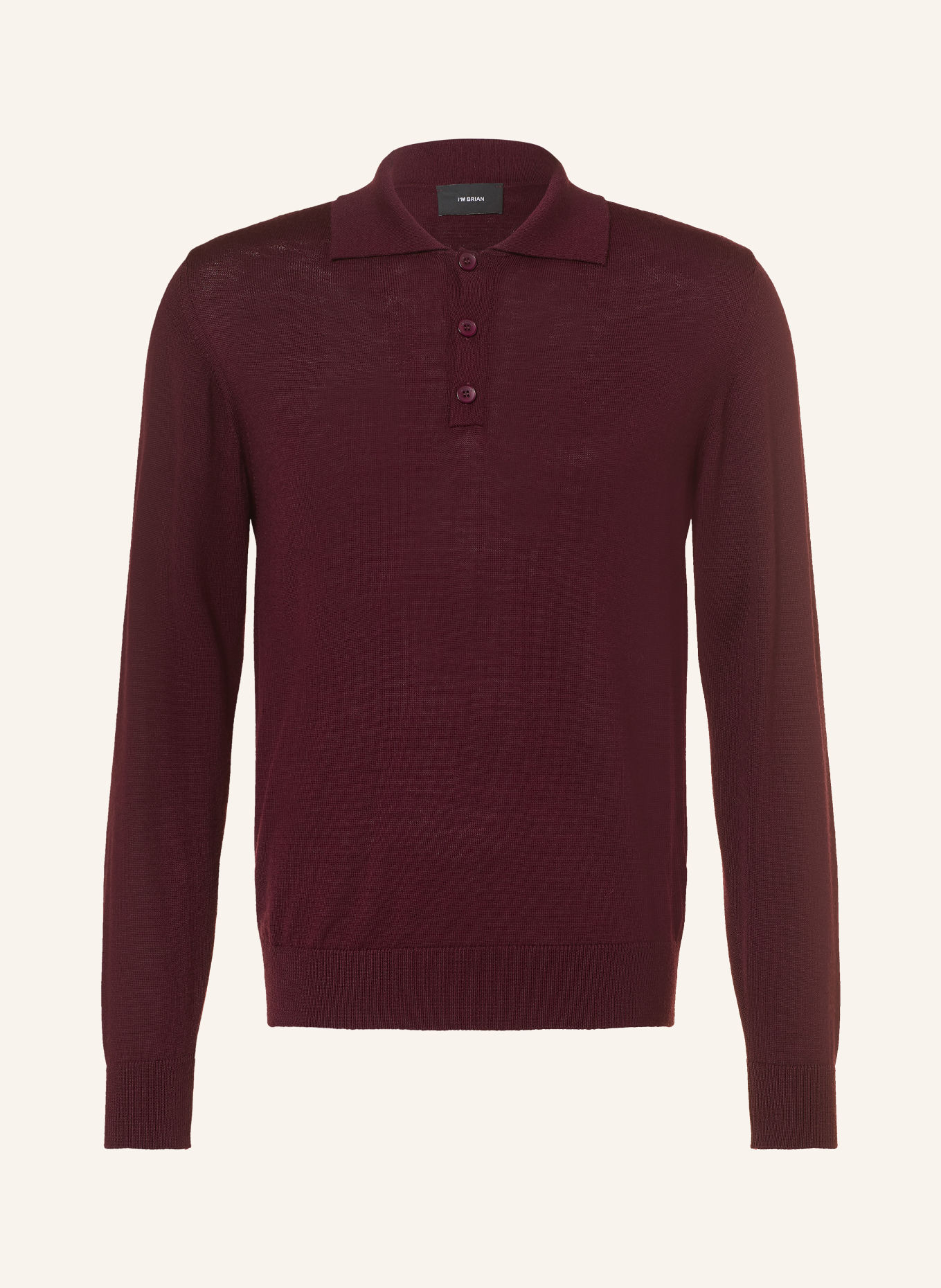 I'M BRIAN Strick-Poloshirt mit Merinowolle: DUNKELROT