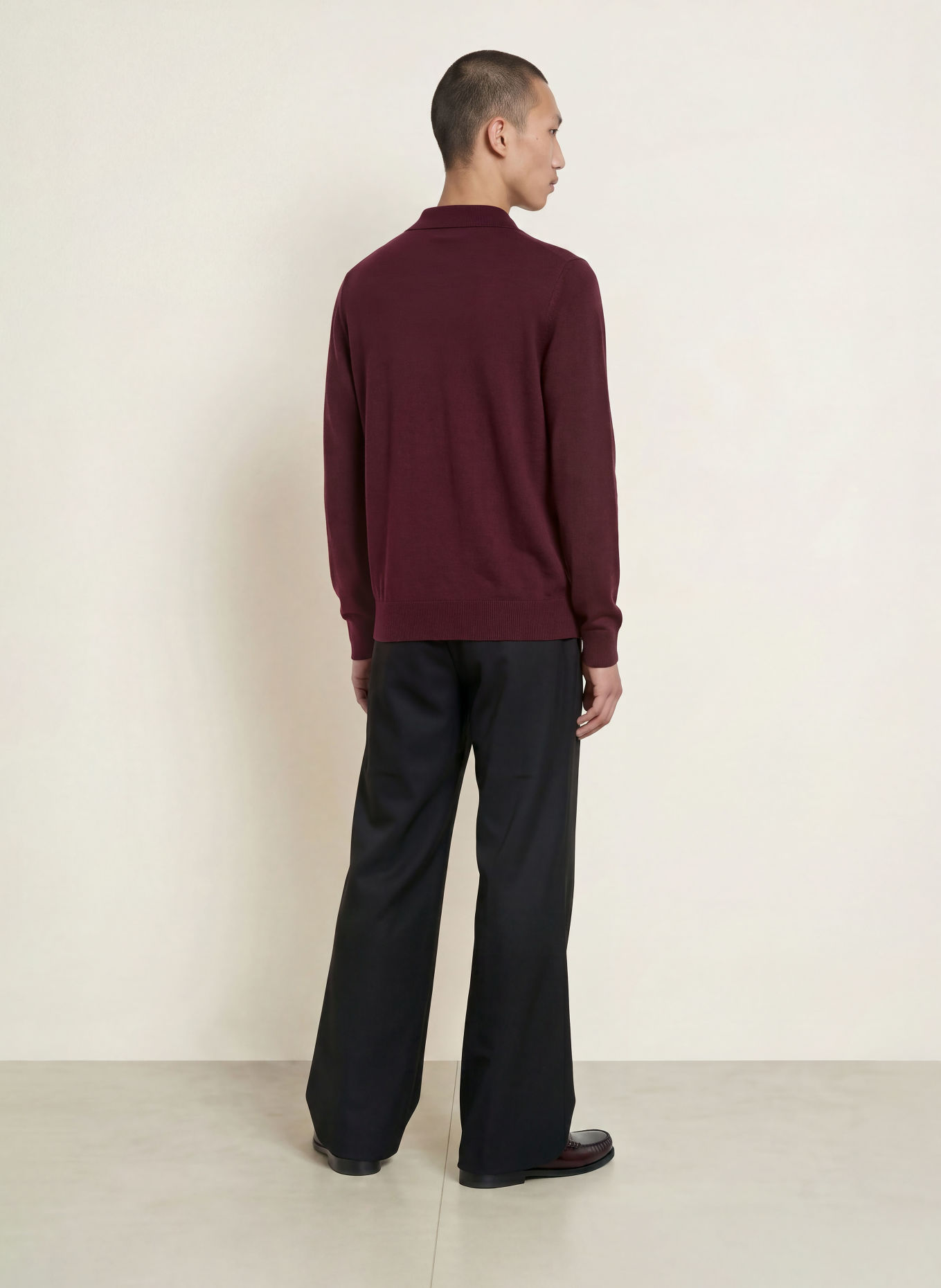 I'M BRIAN Strick-Poloshirt mit Merinowolle: DUNKELROT