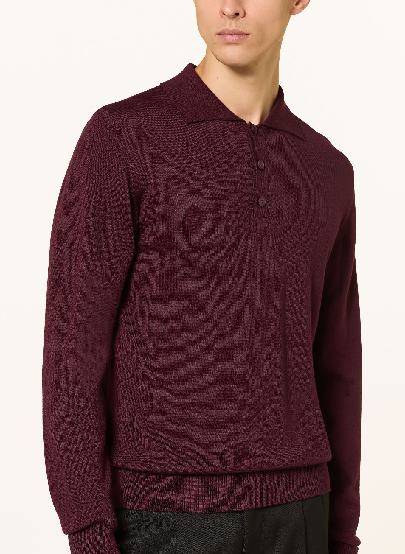 I'M BRIAN Strick-Poloshirt mit Merinowolle: DUNKELROT