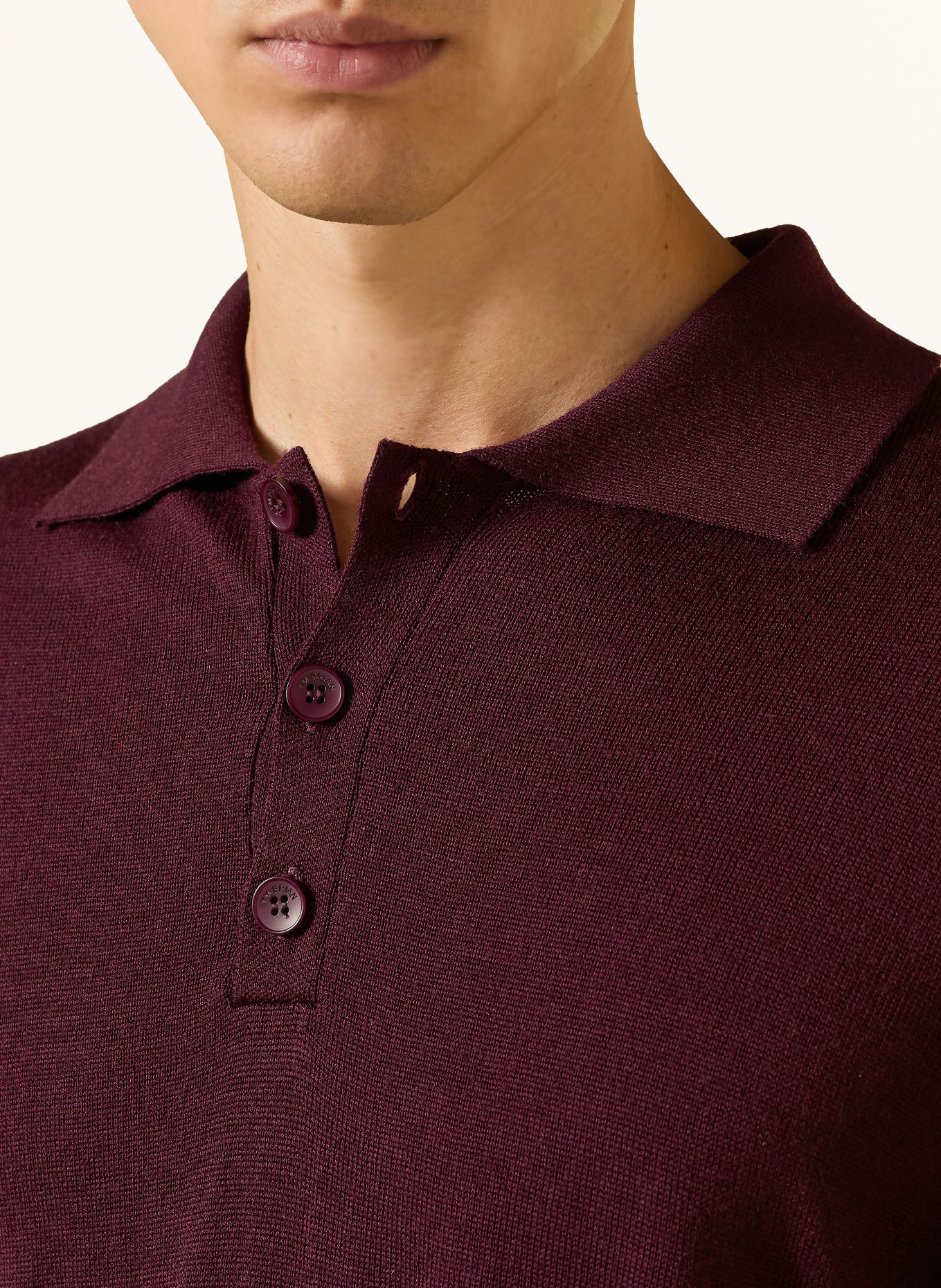 I'M BRIAN Strick-Poloshirt mit Merinowolle: DUNKELROT