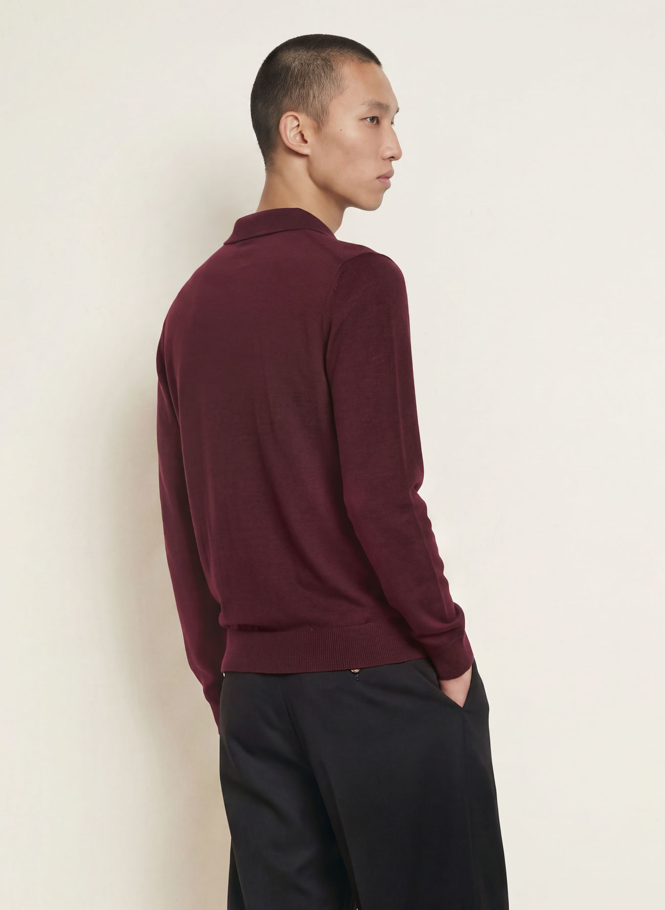 I'M BRIAN Strick-Poloshirt mit Merinowolle: DUNKELROT