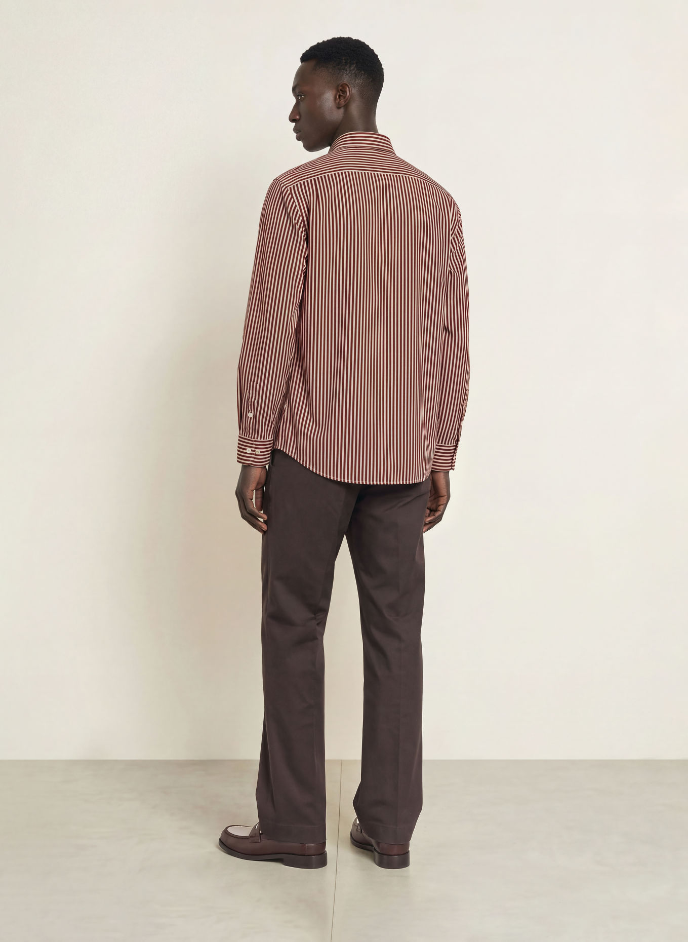 I'M BRIAN Overhemd Comfort Fit: DONKERROOD / BEIGE
