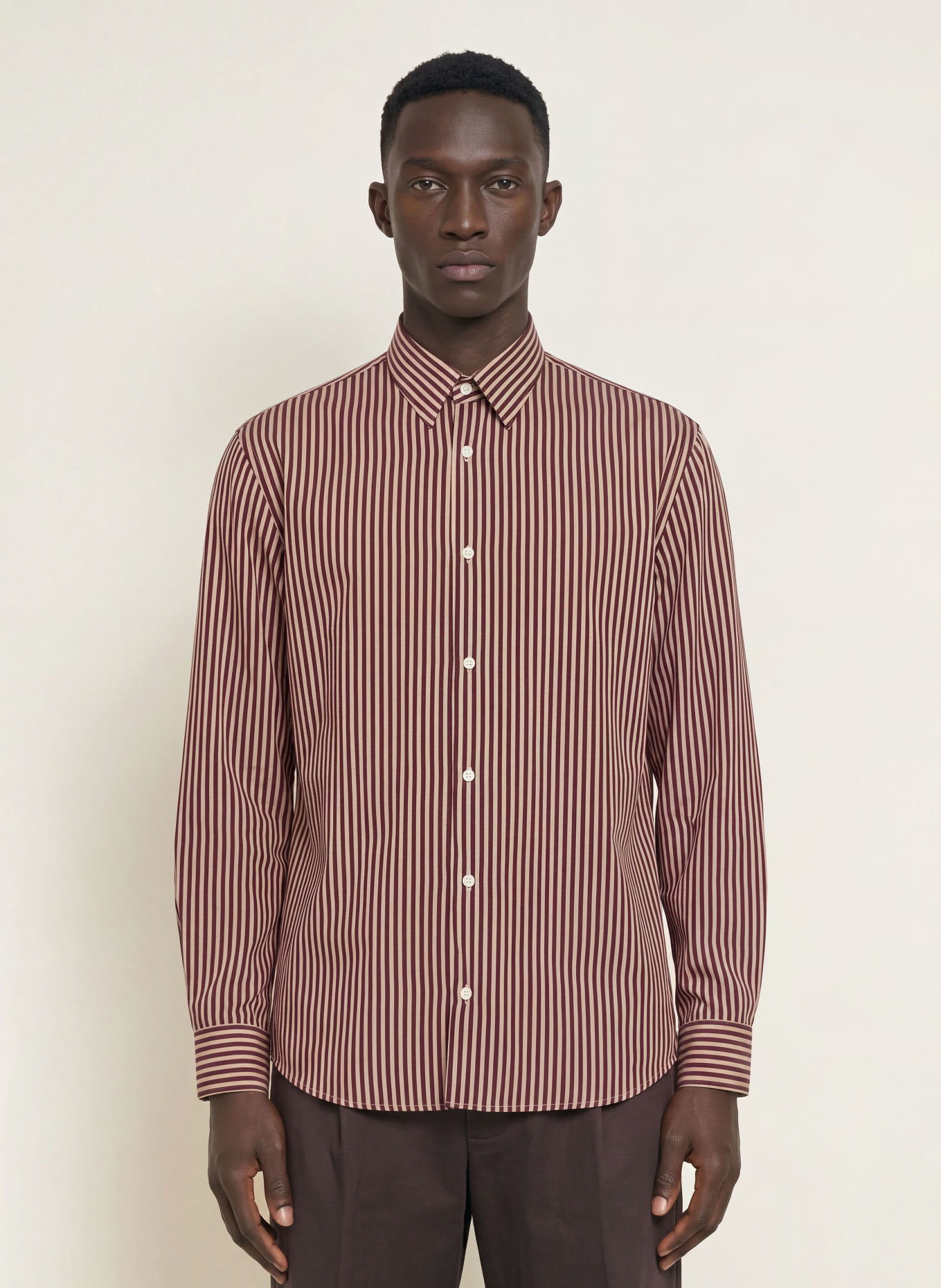 I'M BRIAN Overhemd Comfort Fit: DONKERROOD / BEIGE