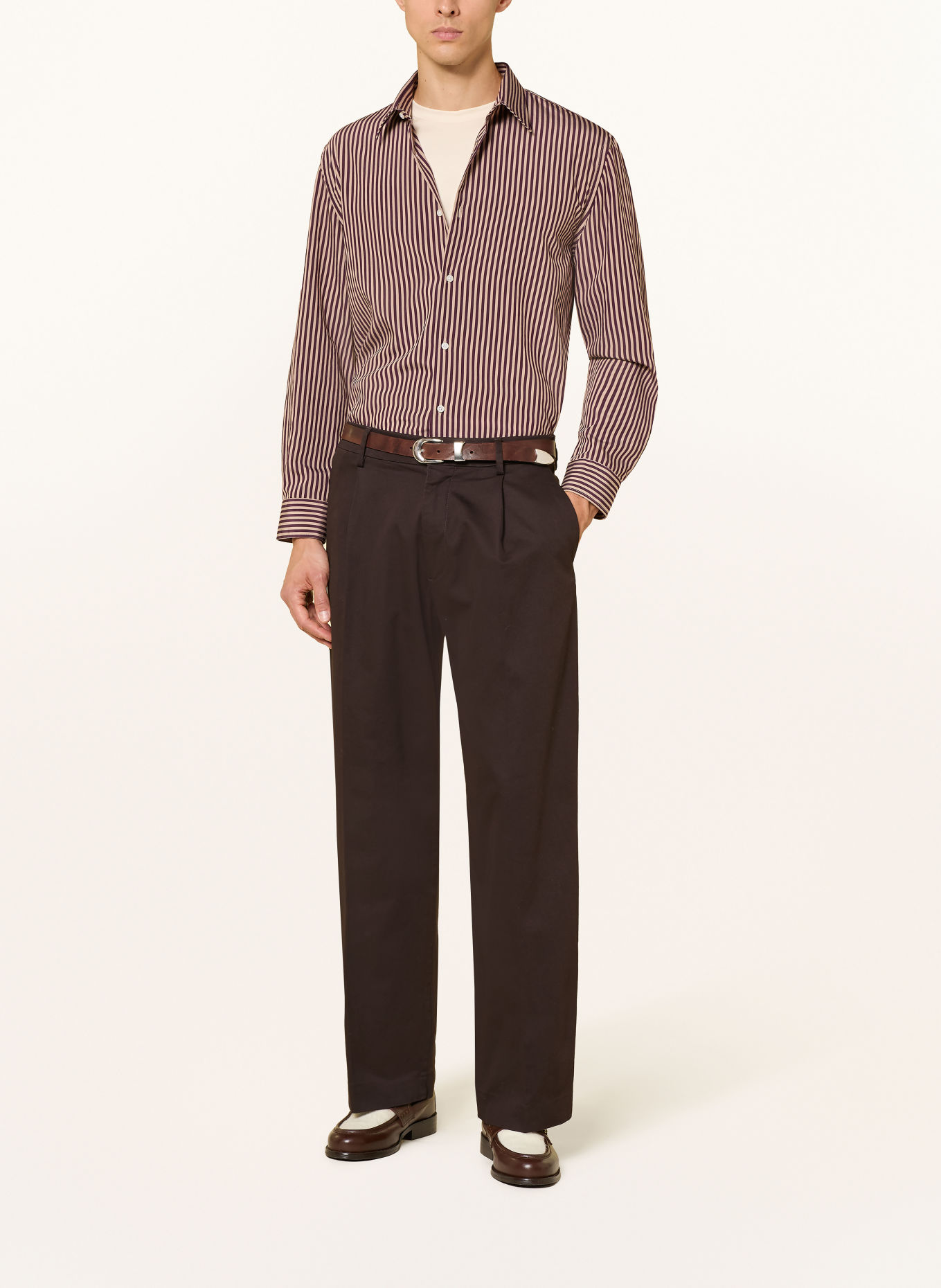 I'M BRIAN Overhemd Comfort Fit: DONKERROOD / BEIGE