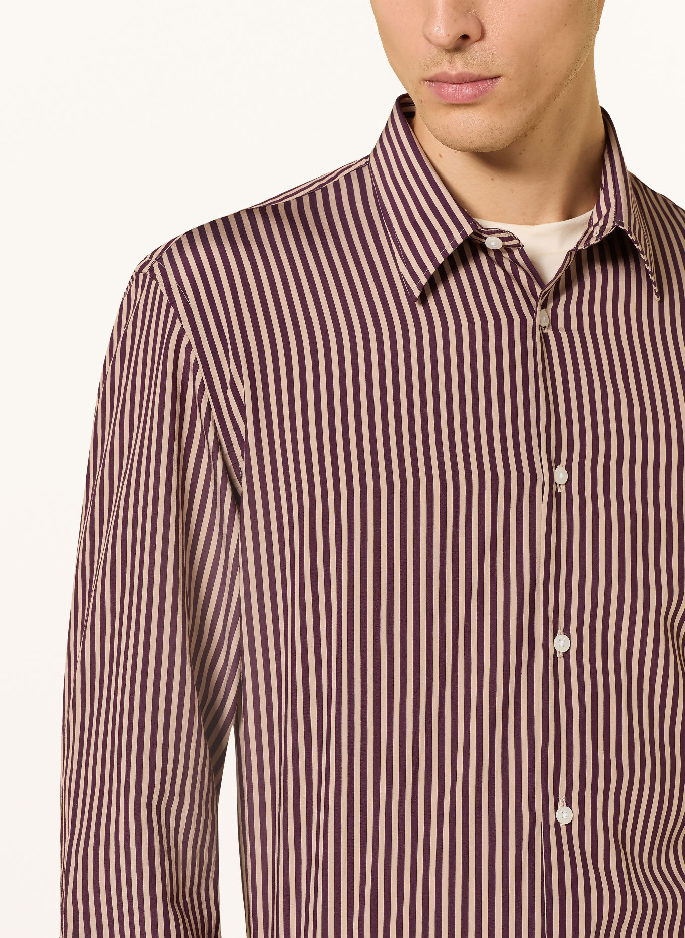 I'M BRIAN Overhemd Comfort Fit: DONKERROOD / BEIGE