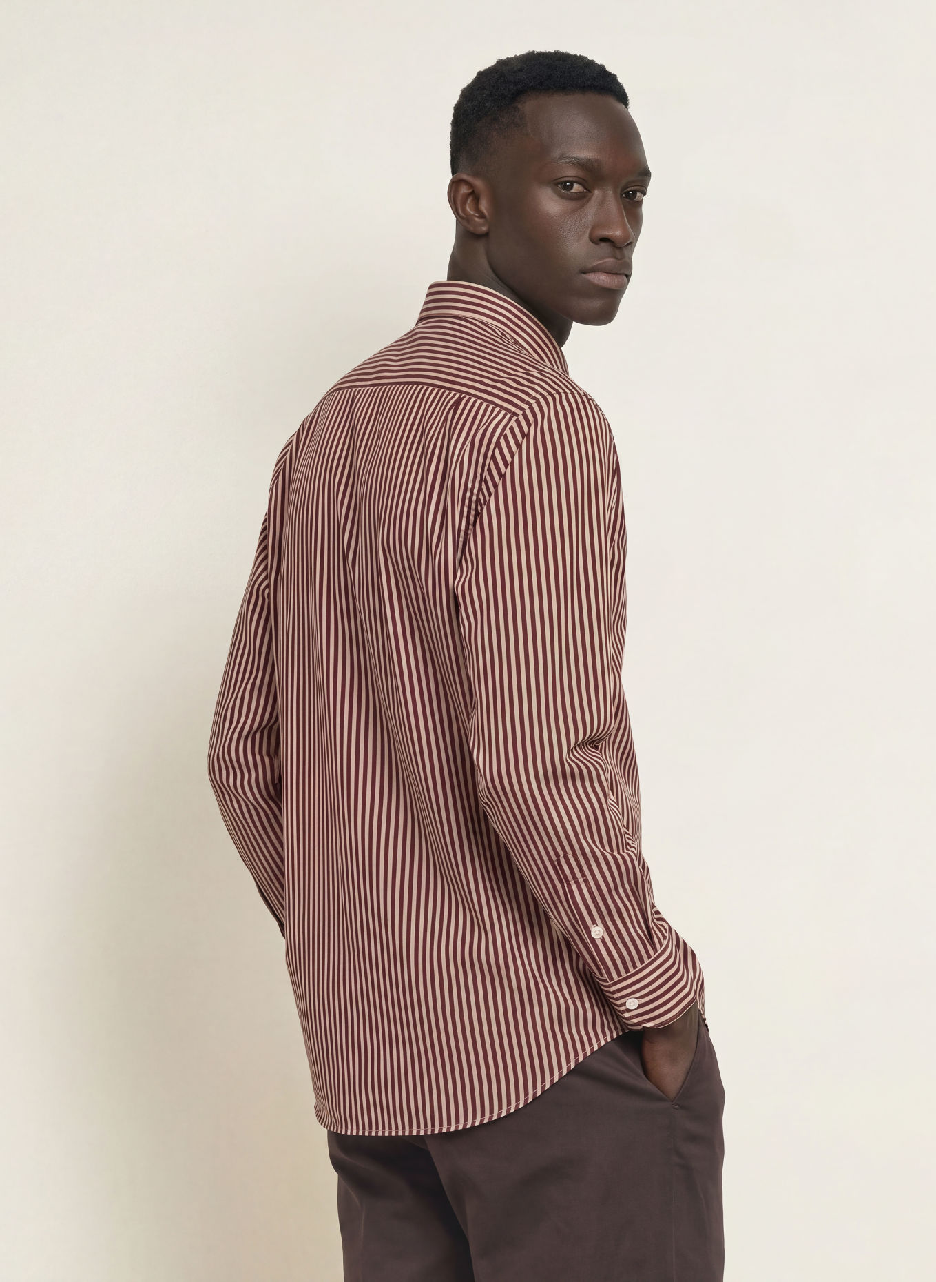 I'M BRIAN Overhemd Comfort Fit: DONKERROOD / BEIGE