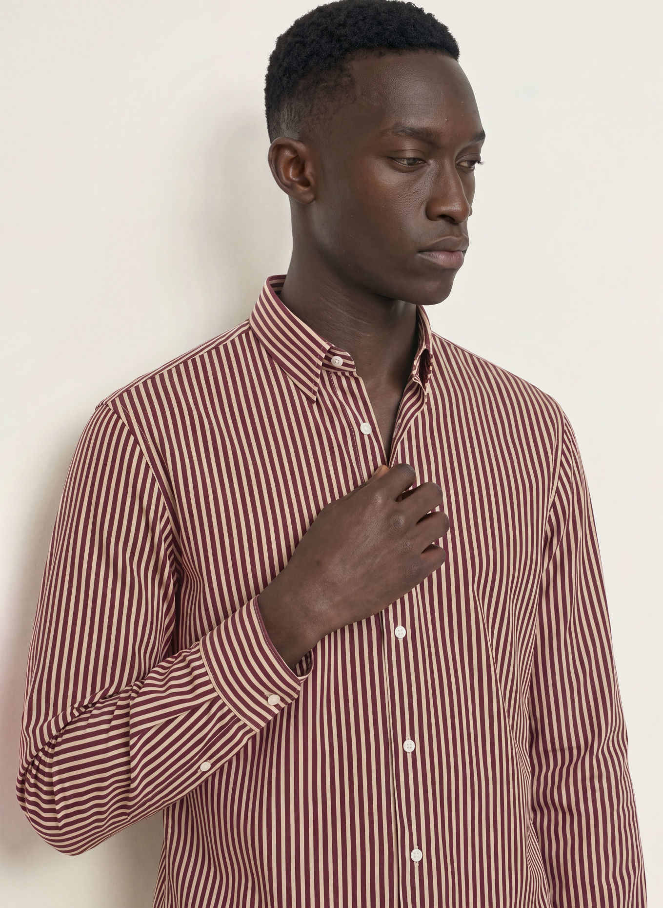 I'M BRIAN Overhemd Comfort Fit: DONKERROOD / BEIGE