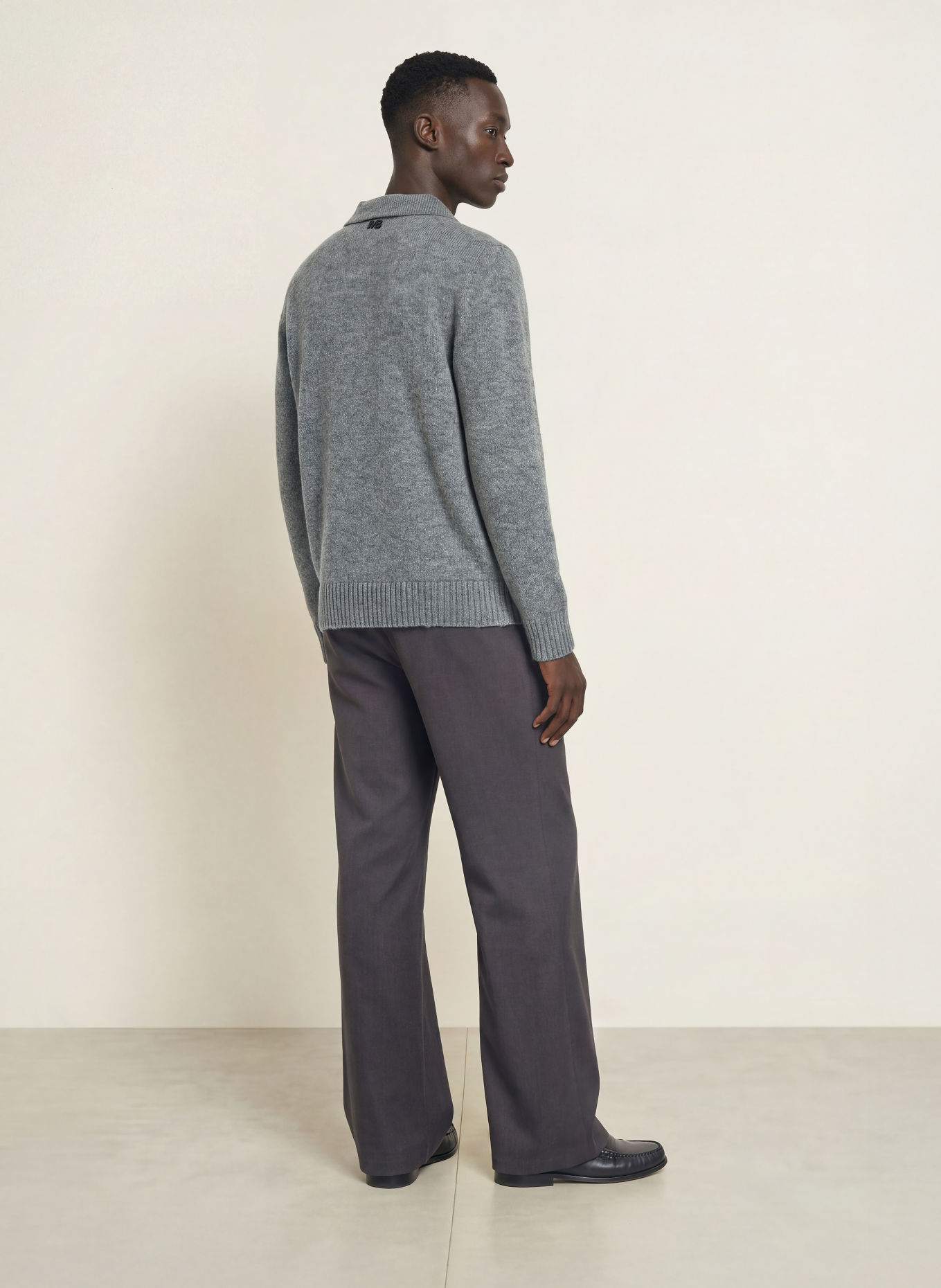 I'M BRIAN Gebreid poloshirt: GRIJS