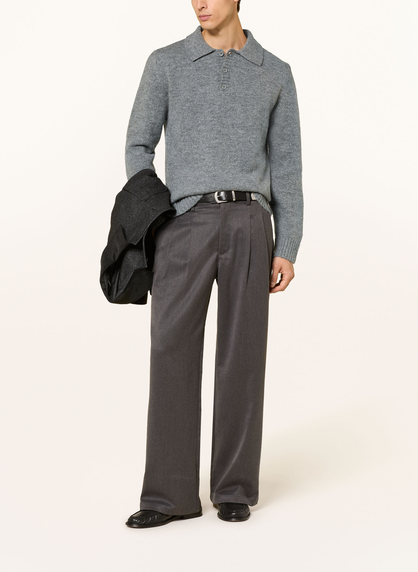 I'M BRIAN Gebreid poloshirt: GRIJS