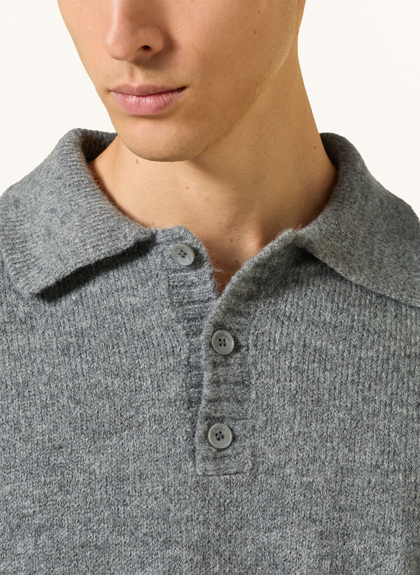 I'M BRIAN Gebreid poloshirt: GRIJS