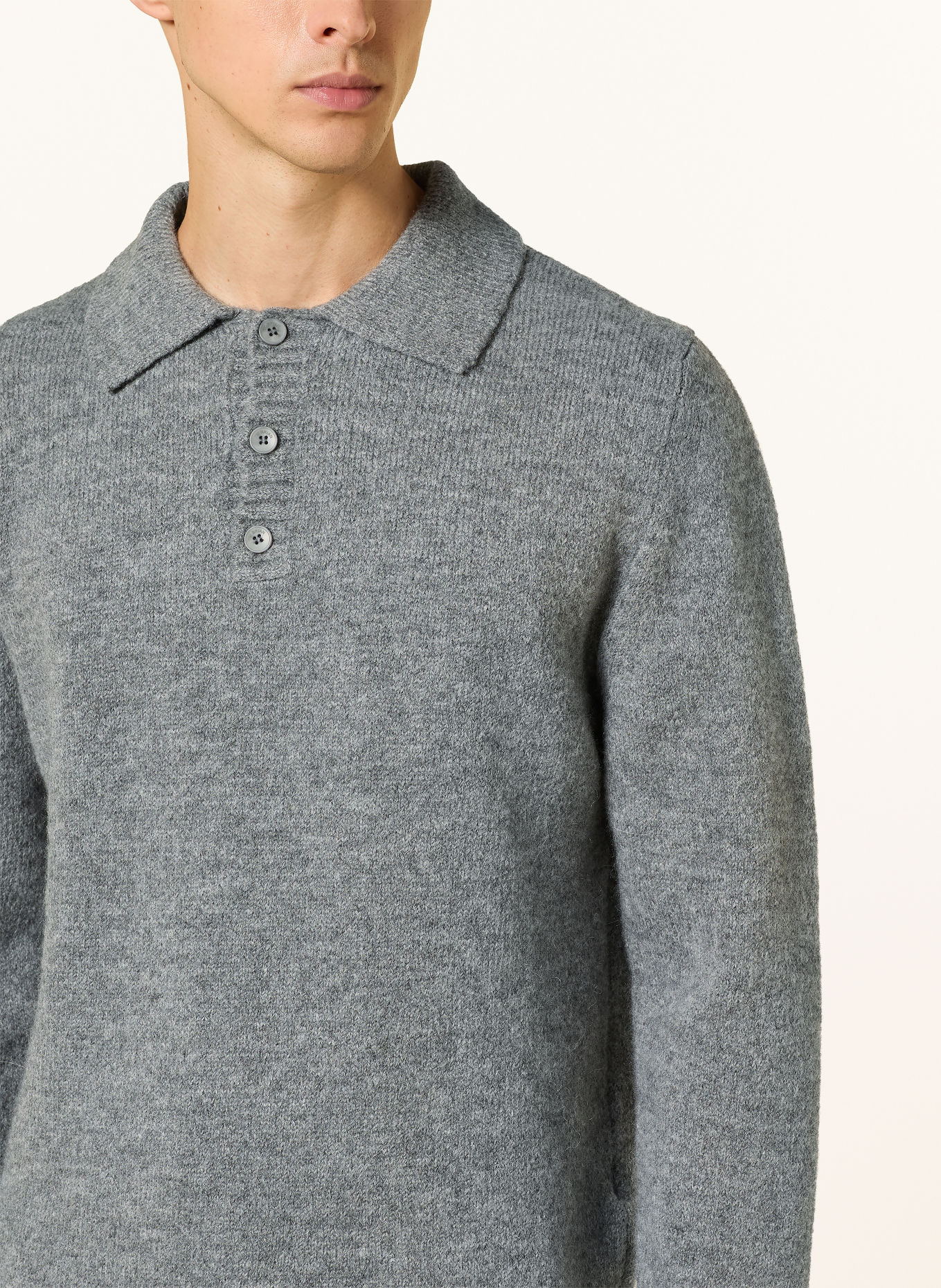 I'M BRIAN Gebreid poloshirt: GRIJS