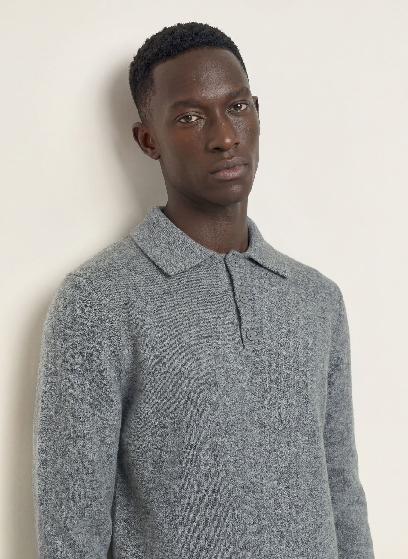 I'M BRIAN Gebreid poloshirt: GRIJS