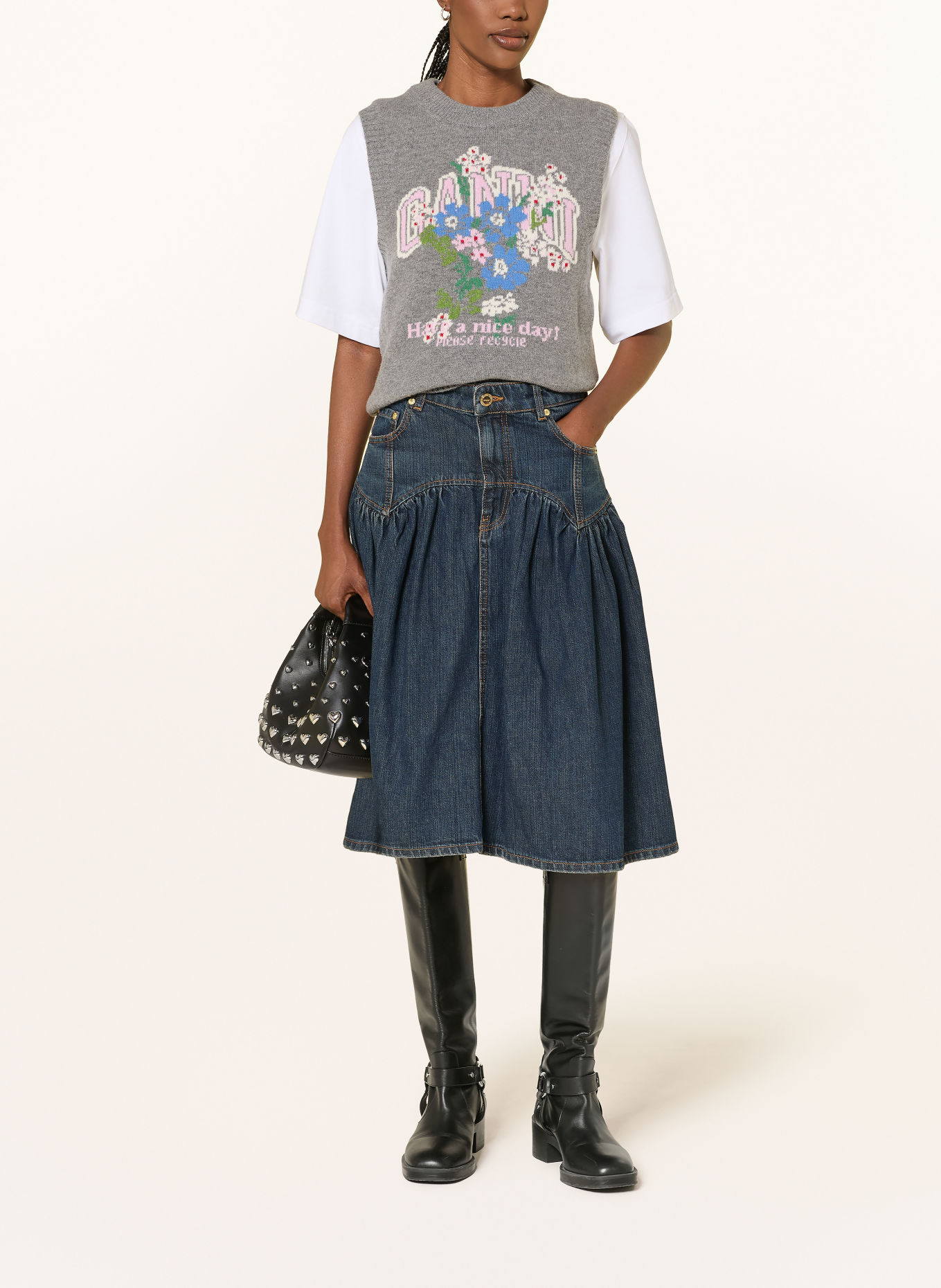 GANNI Jupe en jean: BLEU FONCÉ