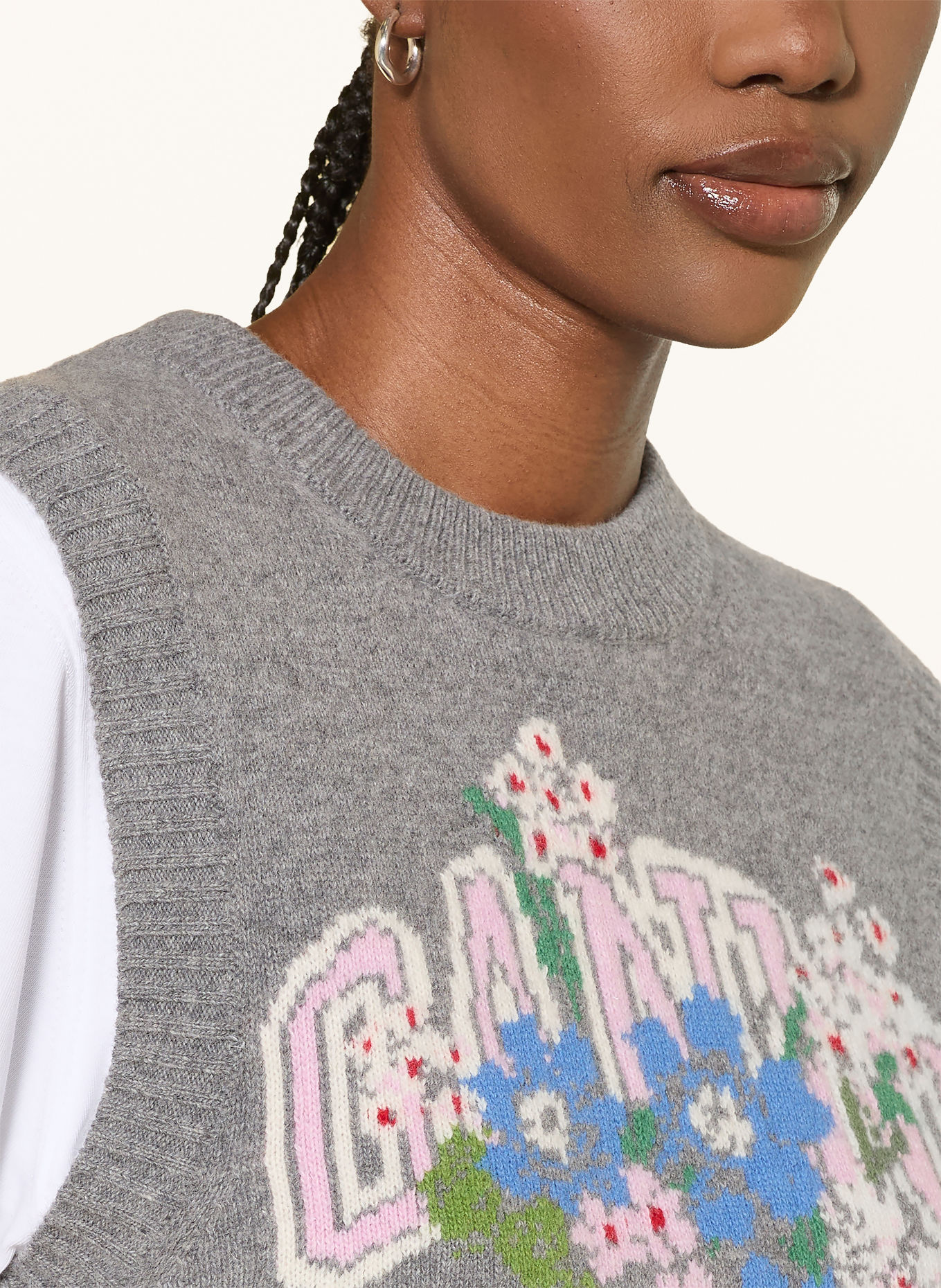 GANNI Pull sans manches: GRIS / ROSE FUCHSIA / BLEU