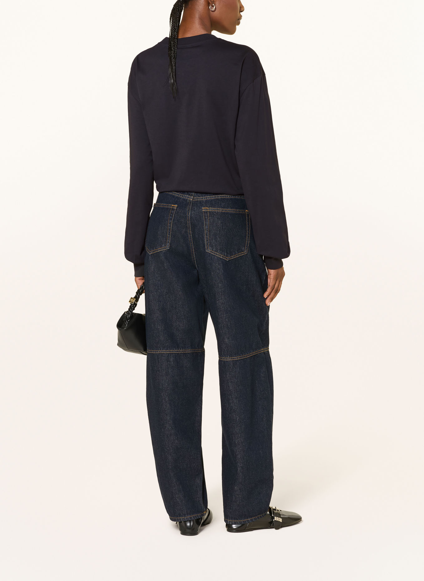 GANNI Longsleeve: ZWART / LICHTPAARS / BLAUW