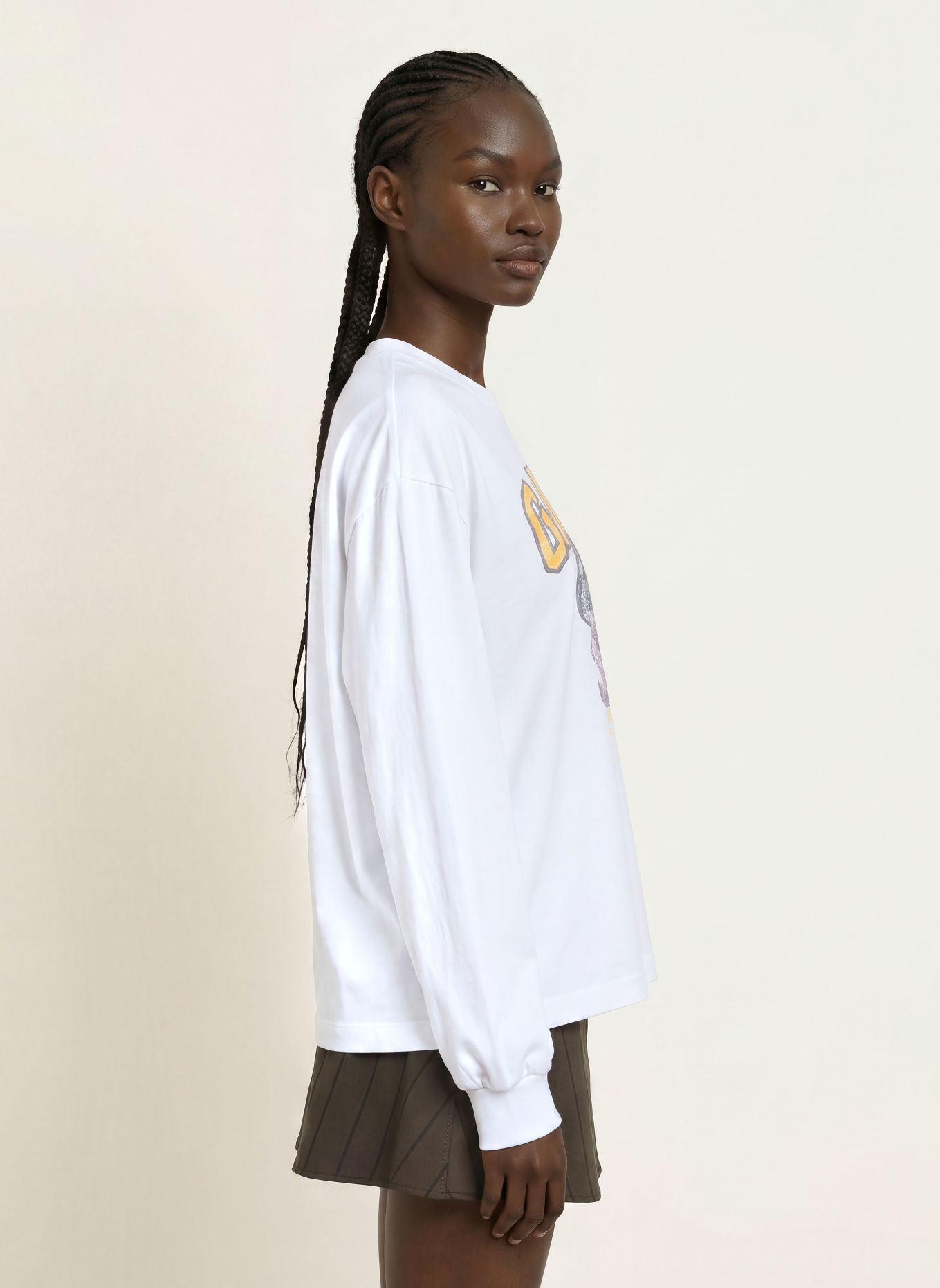 GANNI Longsleeve: WEISS / HELLROT / GELB