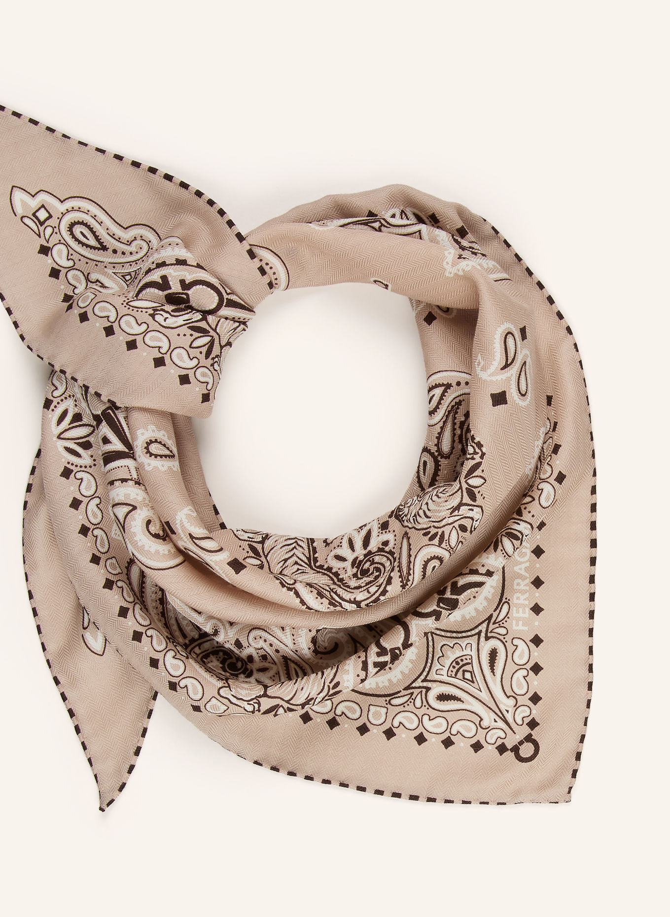 FERRAGAMO Dreieckstuch mit Cashmere: BEIGE / WEISS / SCHWARZ