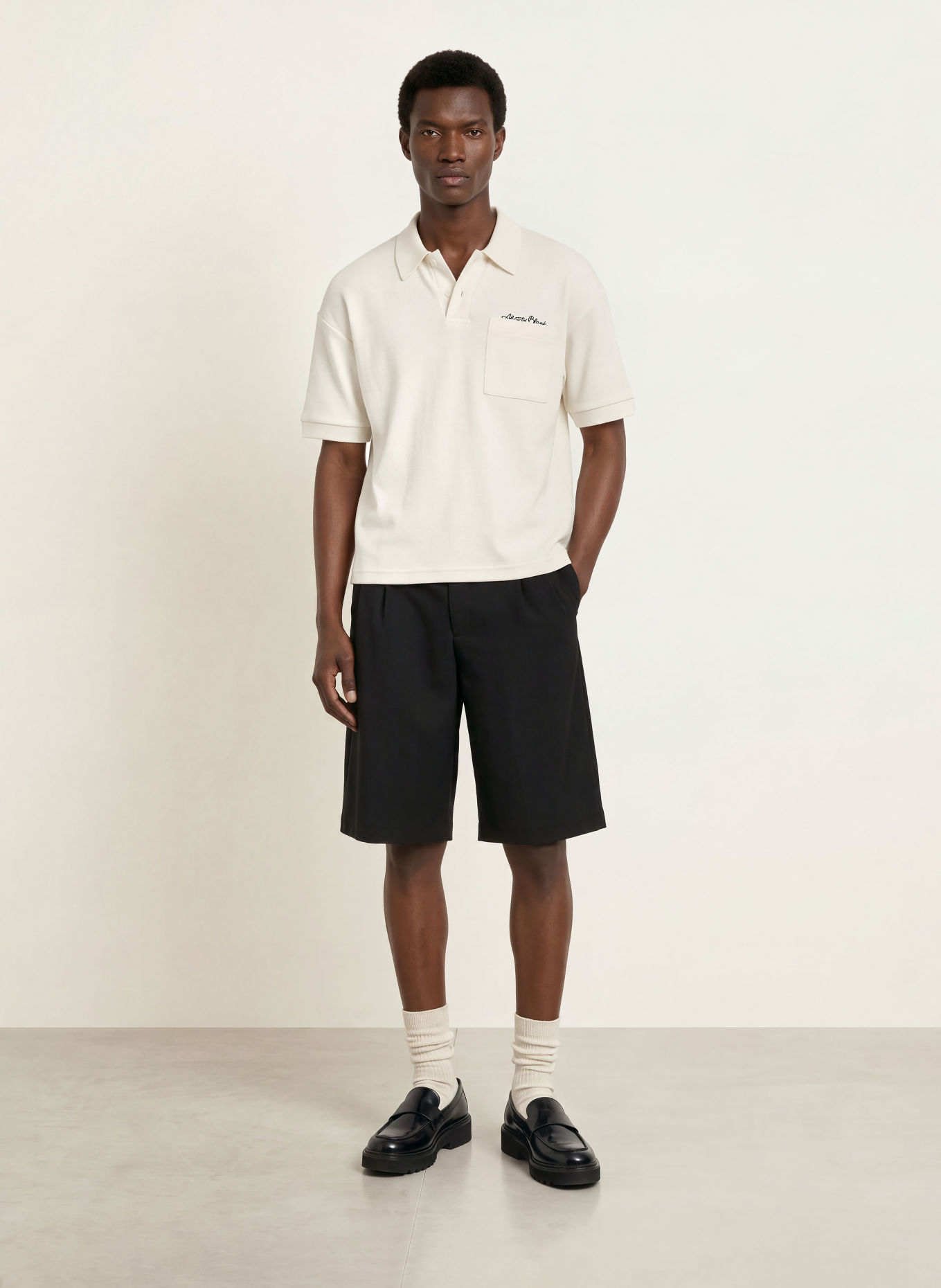 about:blank Piqué-Poloshirt: ECRU / SCHWARZ