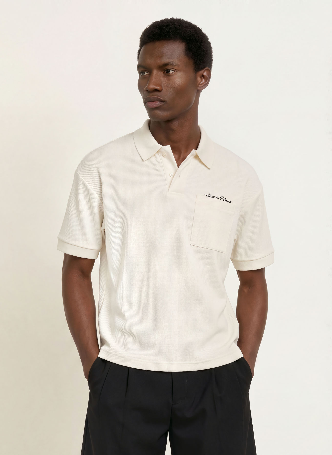 about:blank Piqué-Poloshirt: ECRU / SCHWARZ