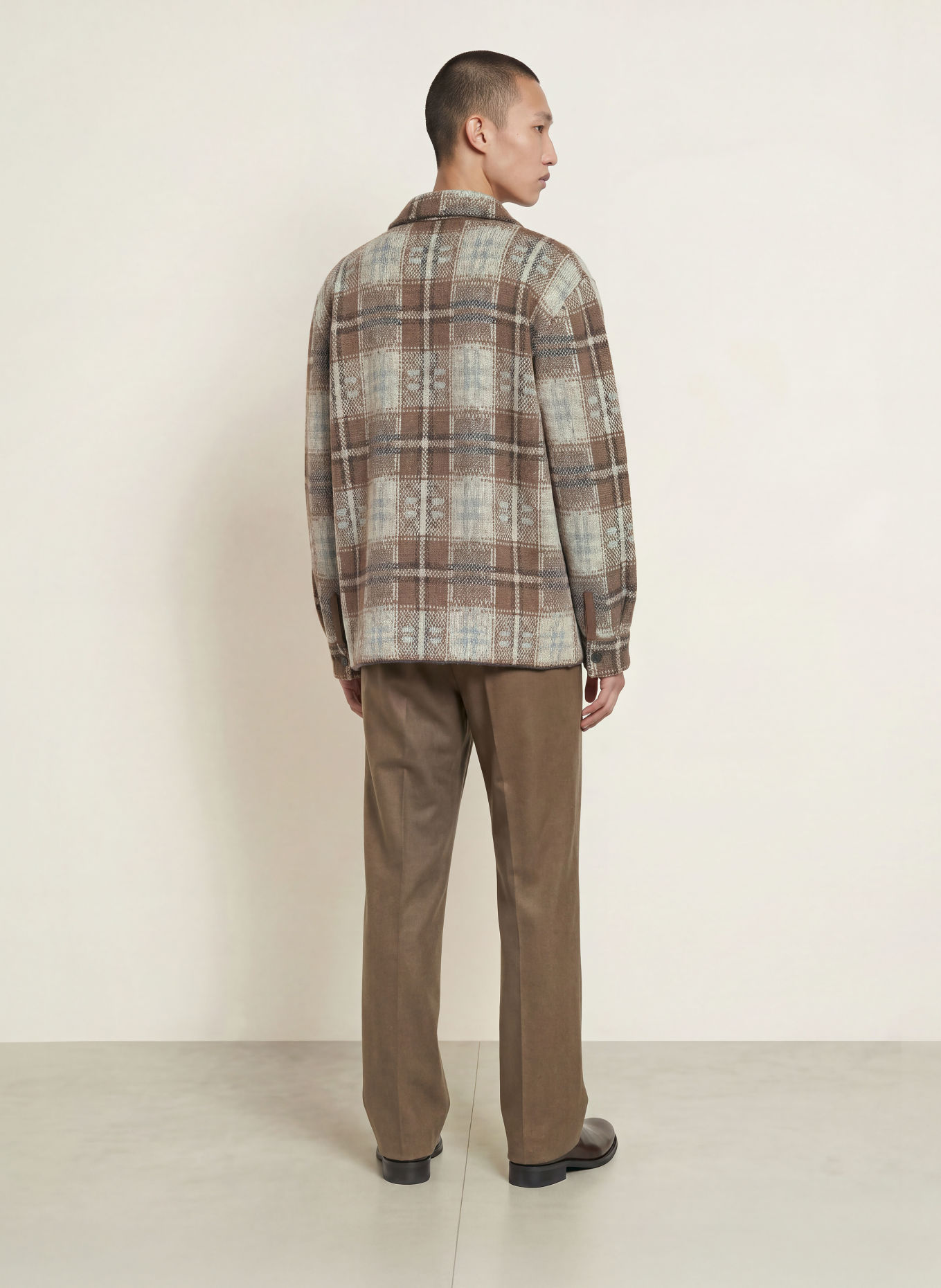 roberto collina Stickad overshirt i alpacka: LJUSGRÖN / BRUN / LJUSBLÅ