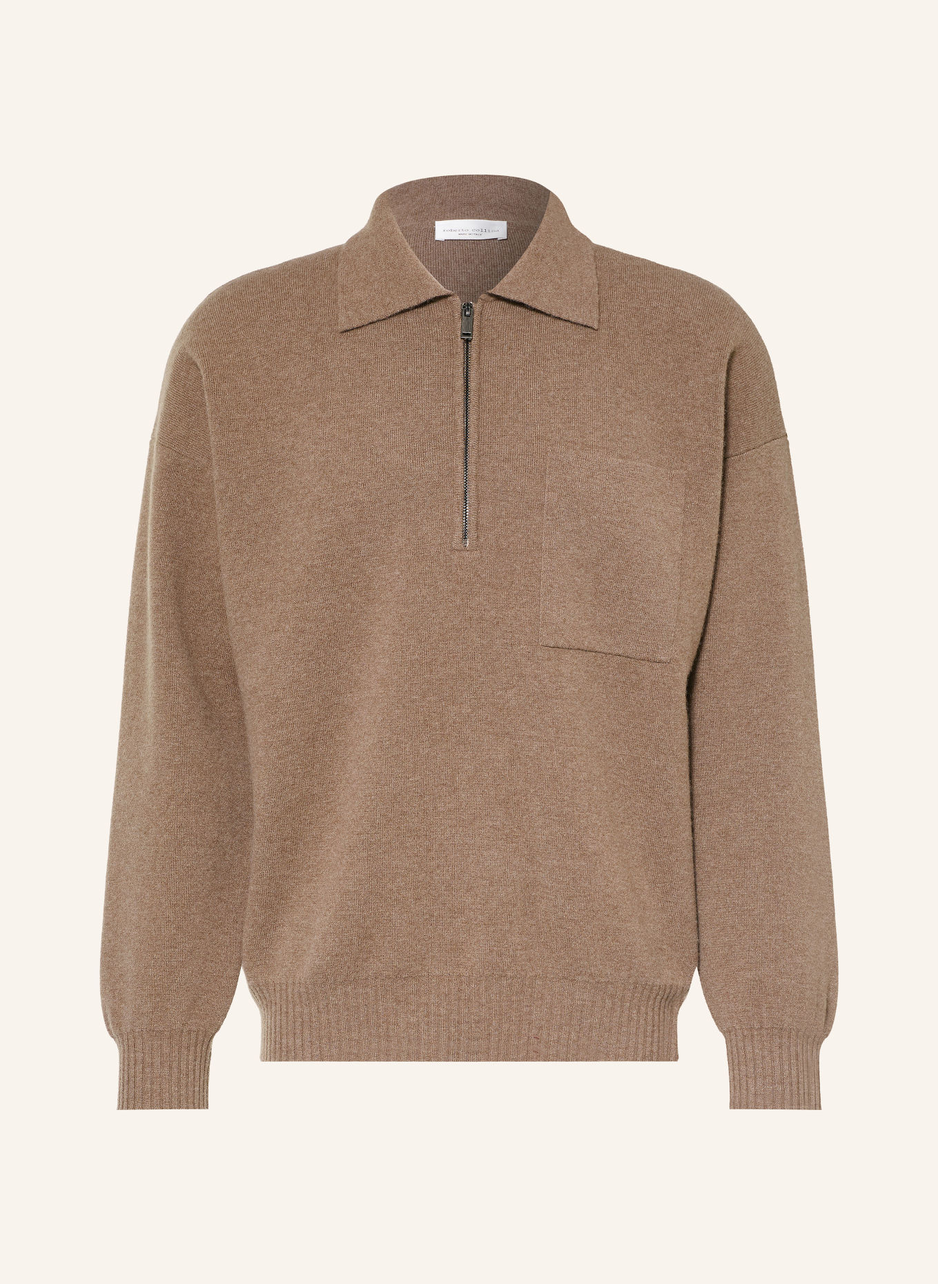 roberto collina Merinowool Knit polo shirt: LIGHT BROWN