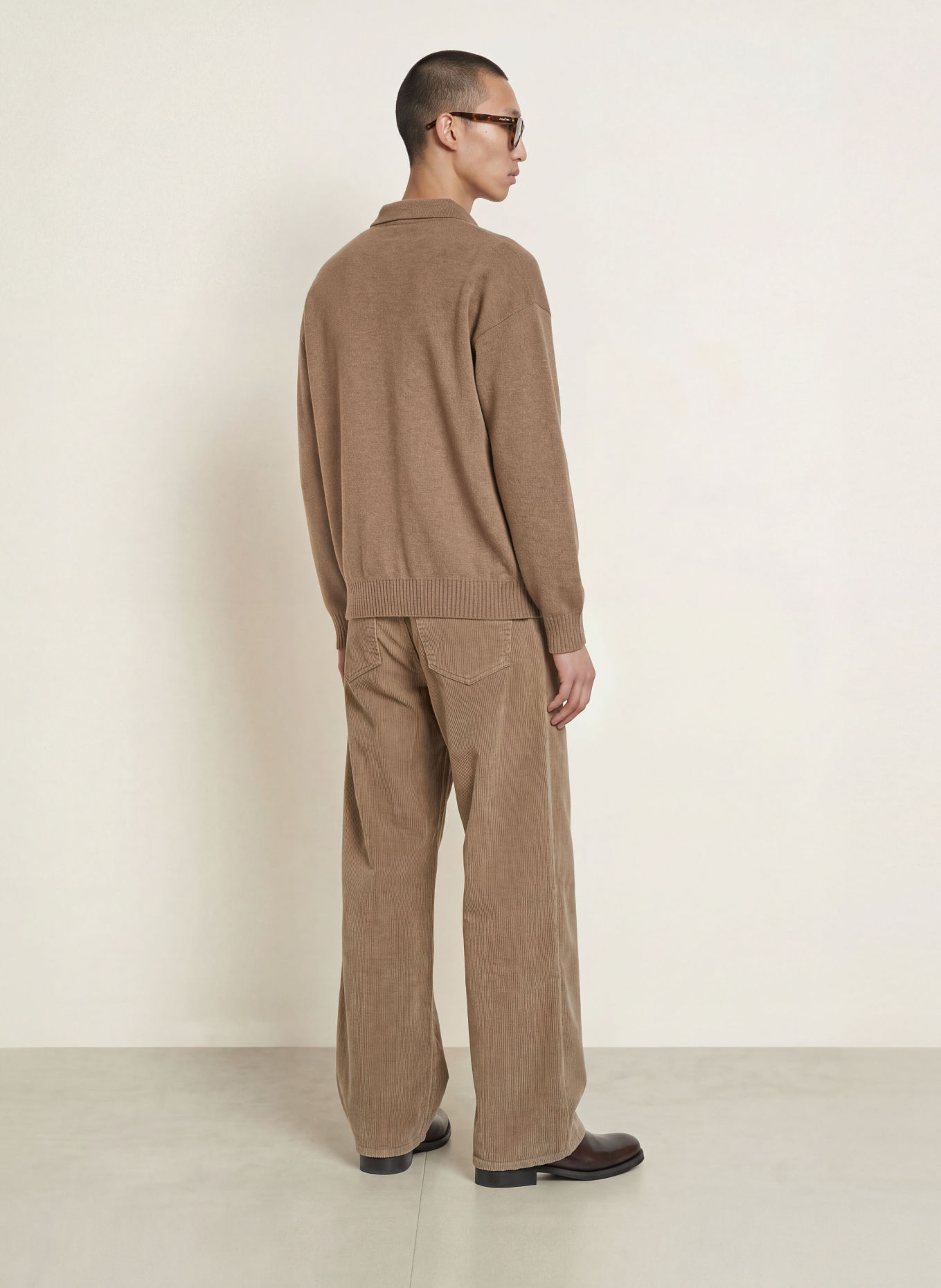 roberto collina Merinowool Knit polo shirt: LIGHT BROWN