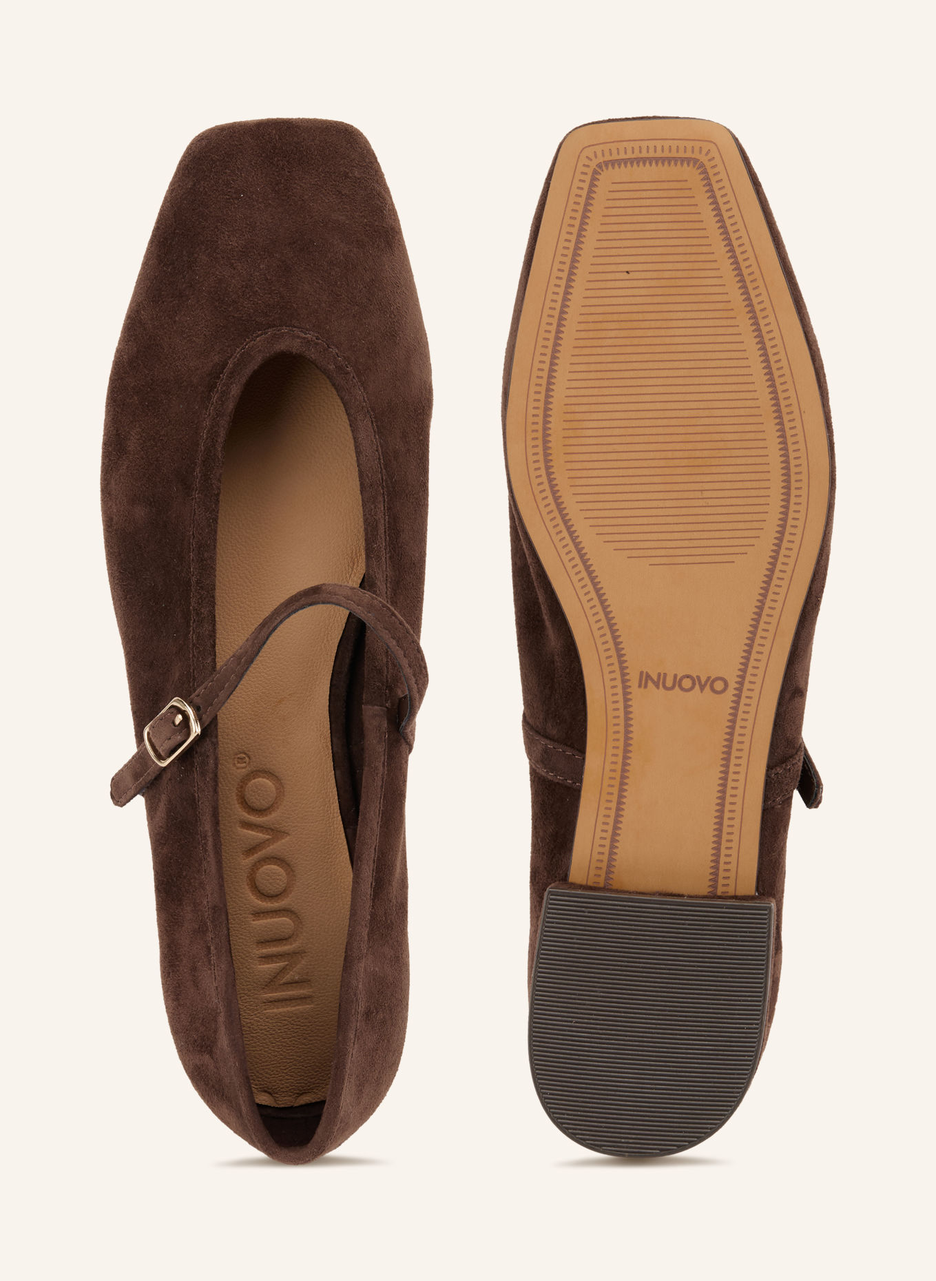 INUOVO Baleriny w stylu Mary Jane: CIEMNOBRĄZOWY / ZŁOTY
