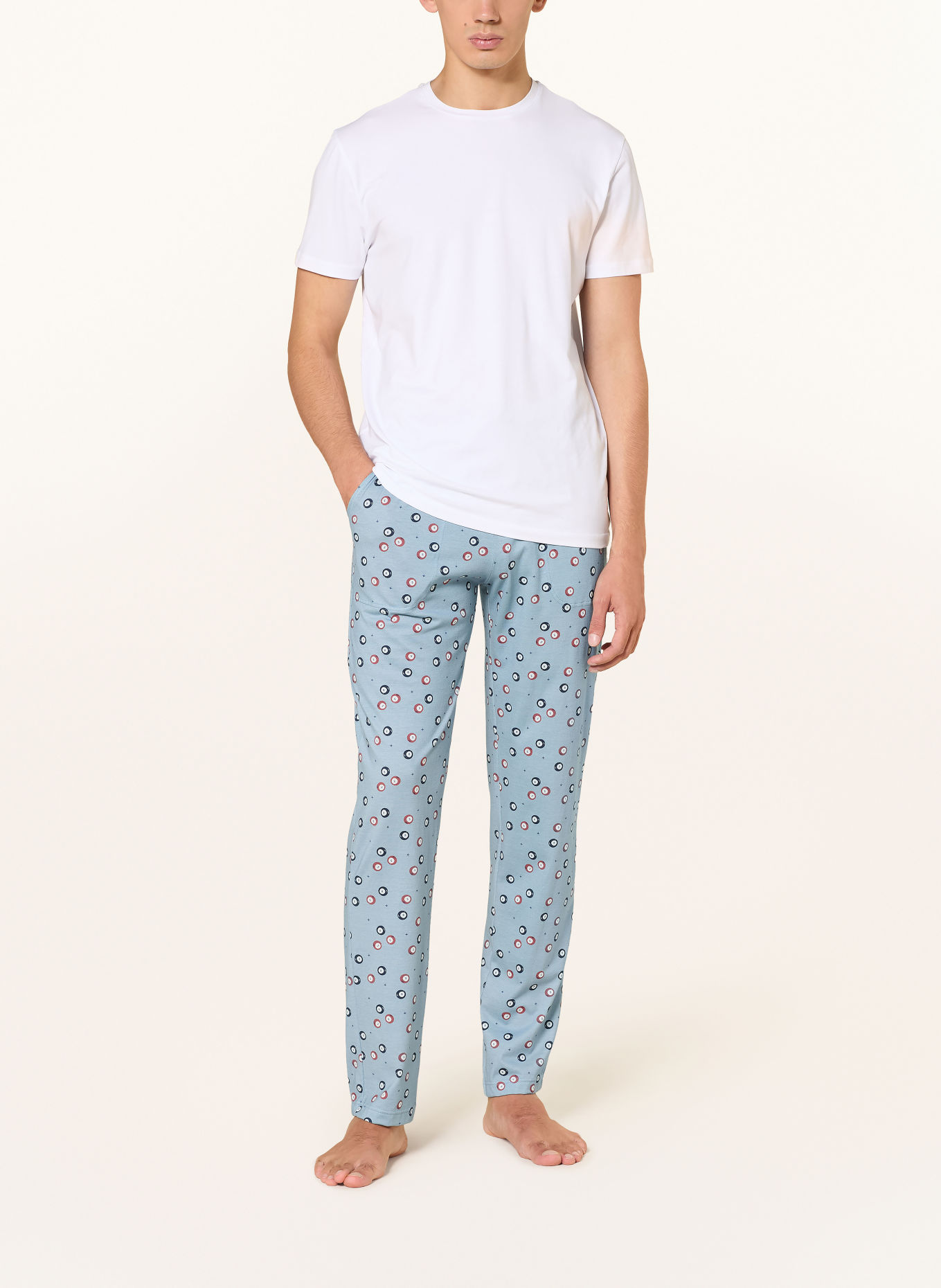 CALIDA Pyjamabroek RMX SLEEP HOLIDAY: BLAUWGRIJS / LICHTROOD / BLAUW