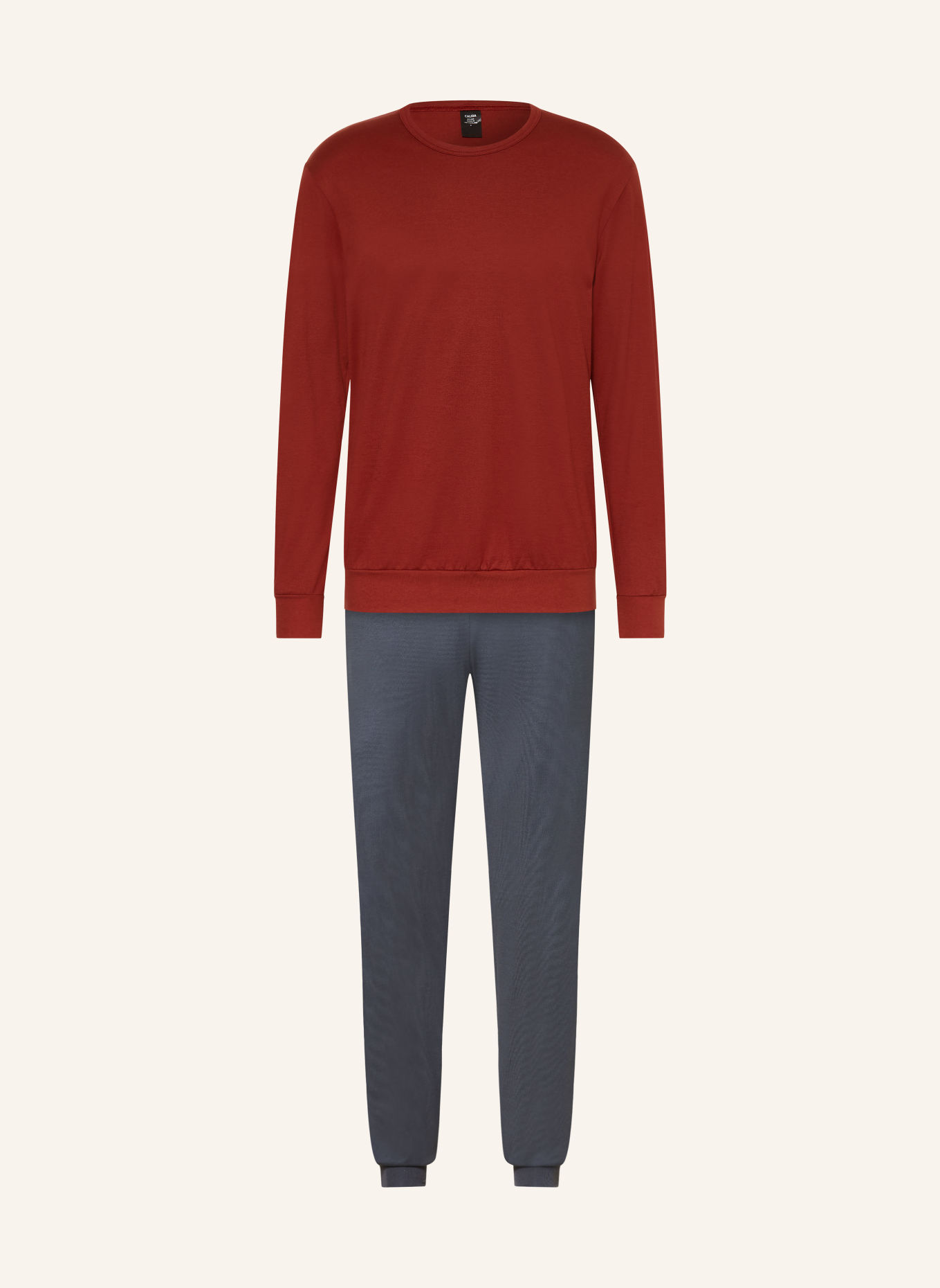 CALIDA RELAX ESSENTIALS Pajamas: DARK RED / DARK GRAY