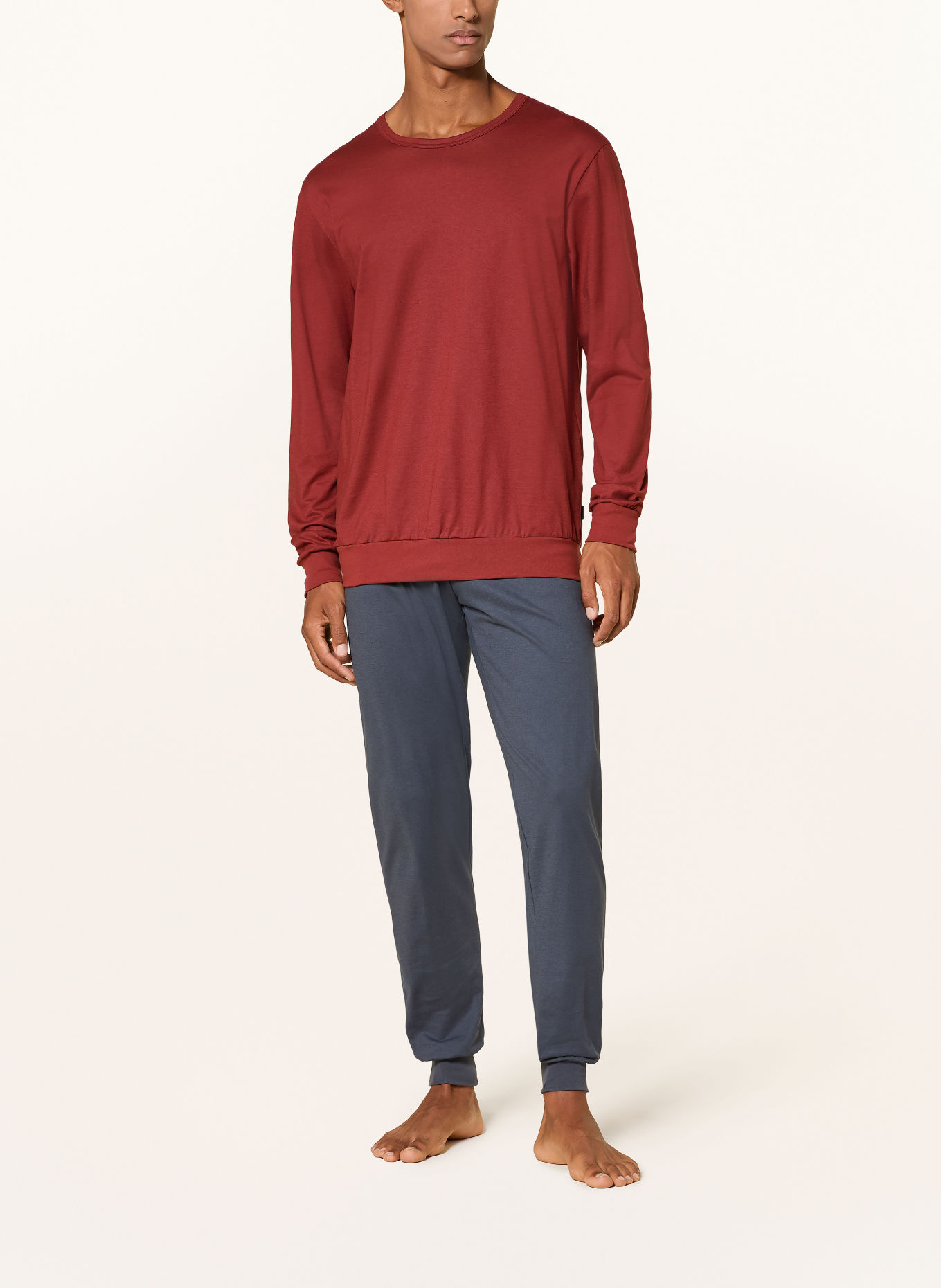 CALIDA RELAX ESSENTIALS Pajamas: DARK RED / DARK GRAY