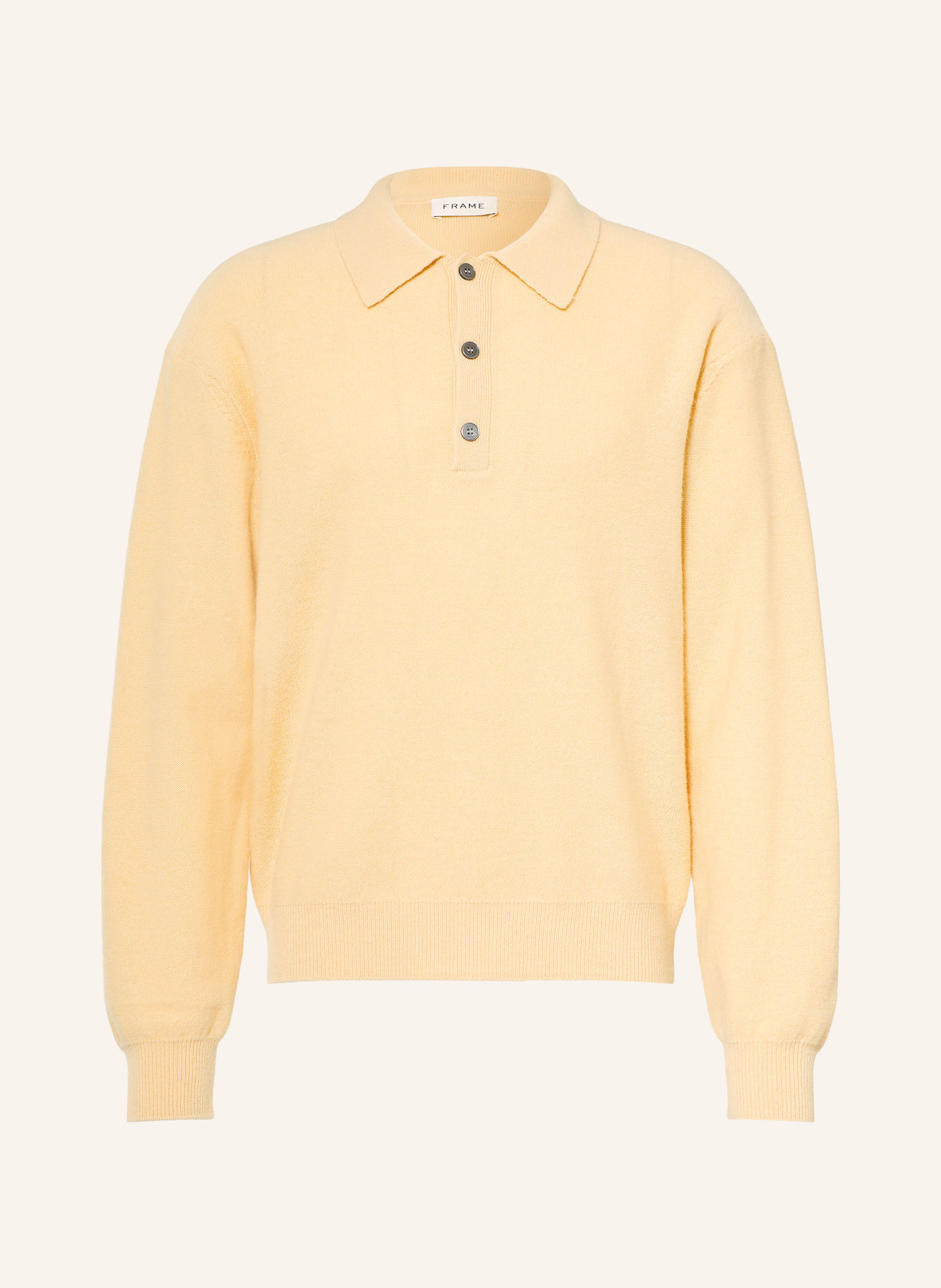 FRAME Gebreid poloshirt: LICHTGEEL
