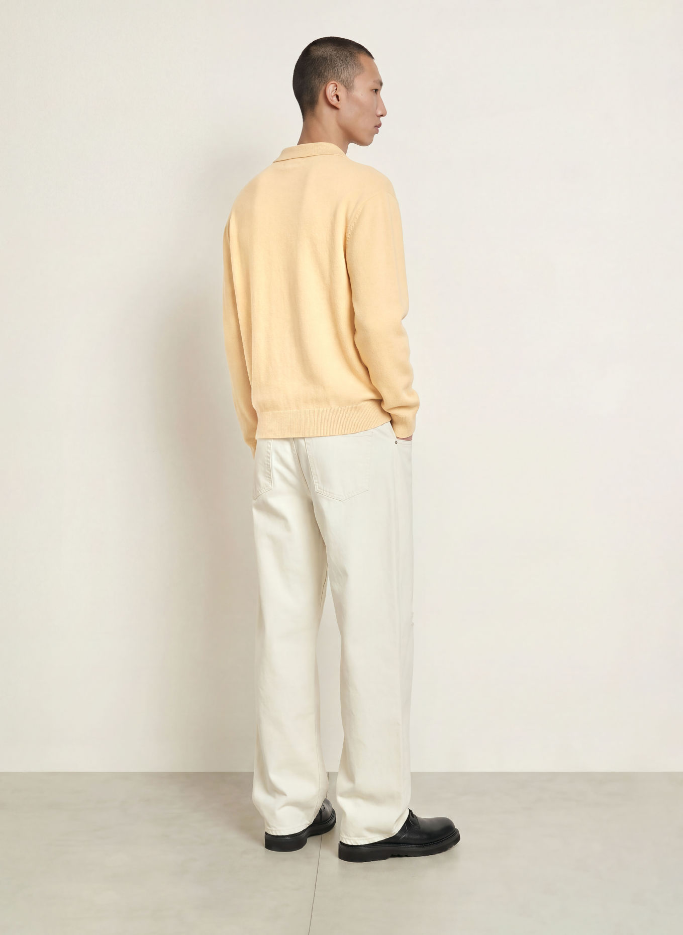 FRAME Gebreid poloshirt: LICHTGEEL