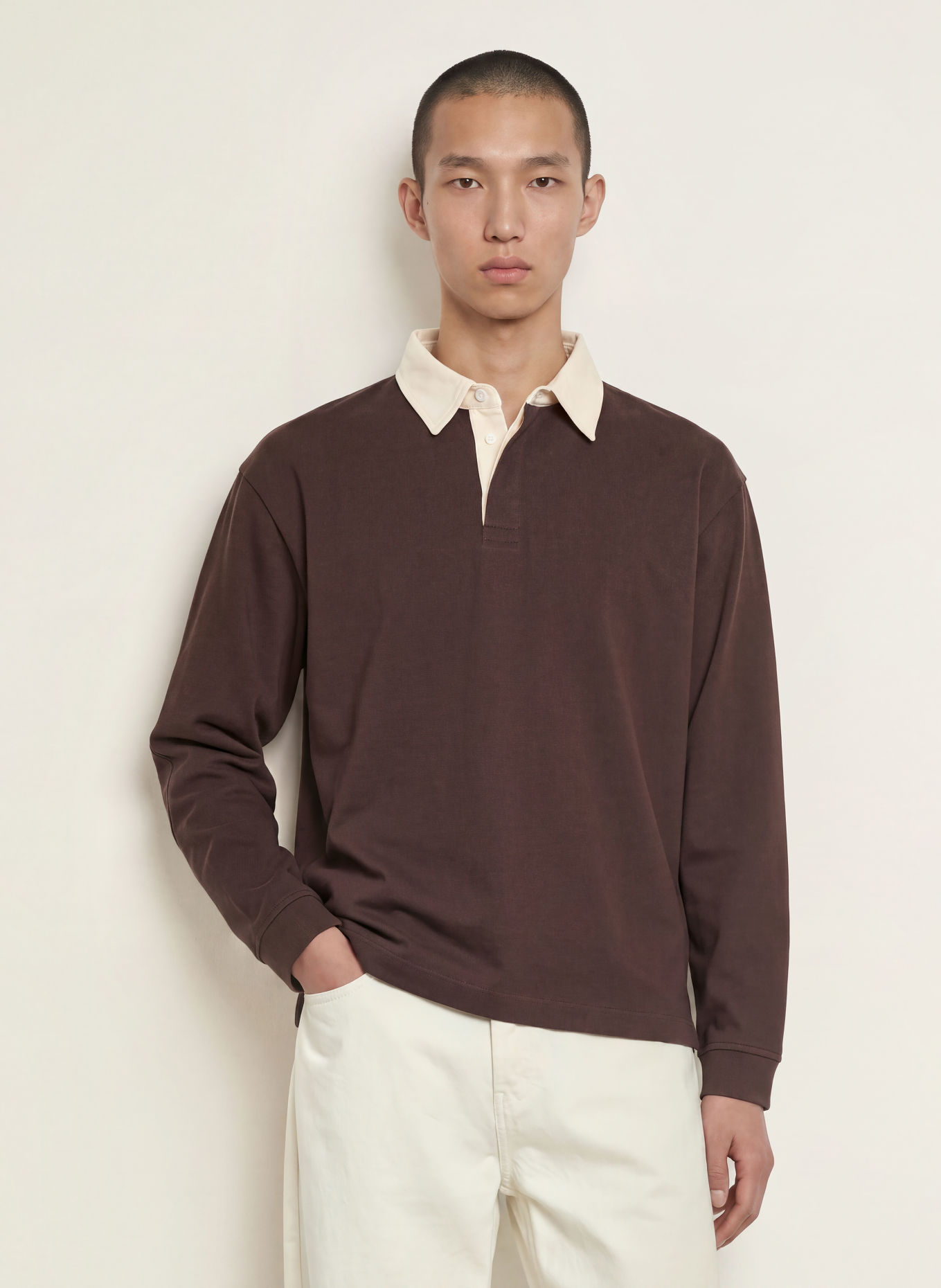 FRAME Tricou de rugby: MARO ÎNCHIS / CREM