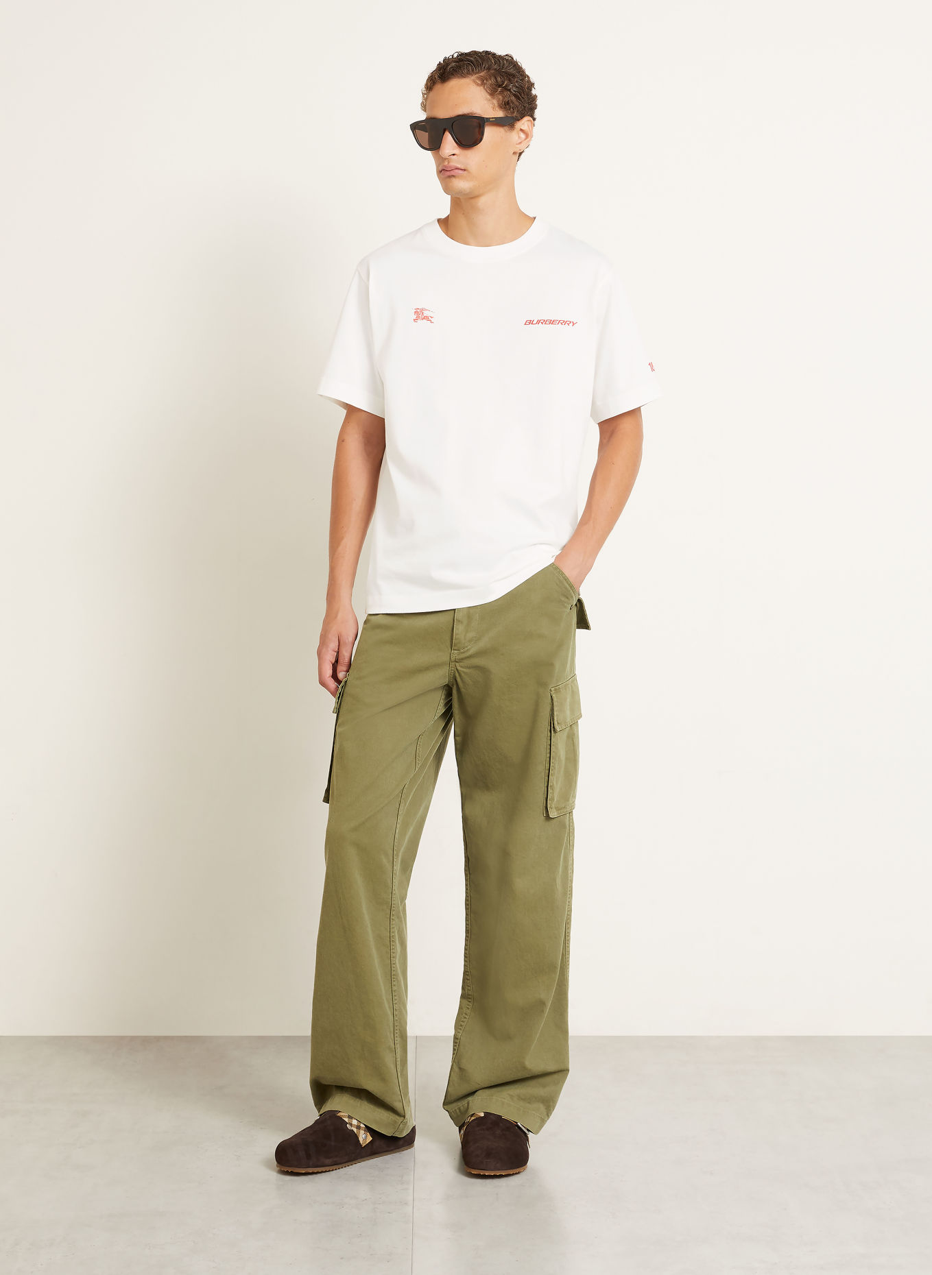 BURBERRY RYAN LANDMAP T-shirt: WHITE / RED / LIGHT BLUE