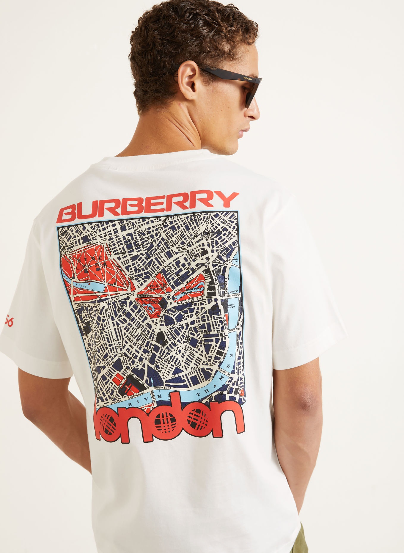BURBERRY RYAN LANDMAP T-shirt: WHITE / RED / LIGHT BLUE