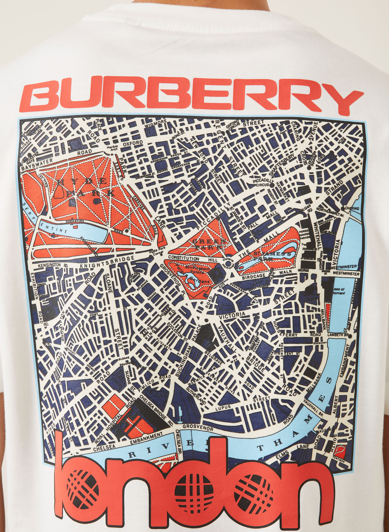 BURBERRY RYAN LANDMAP T-shirt: WHITE / RED / LIGHT BLUE