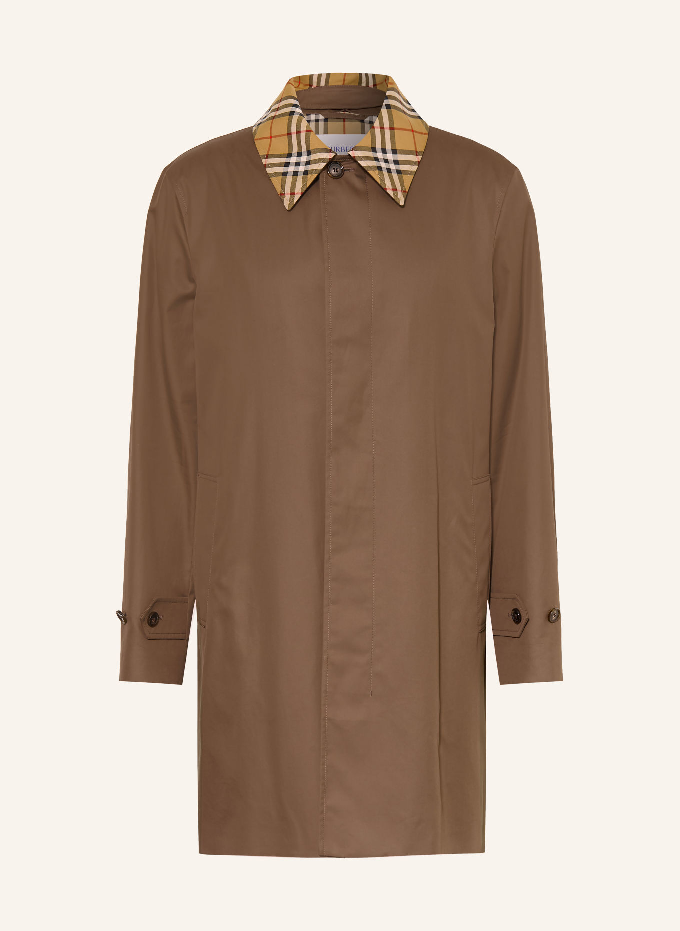 BURBERRY Mantel TOTTENHAM mit abnehmbarem Kragen: BRAUN / HELLBRAUN / ROT