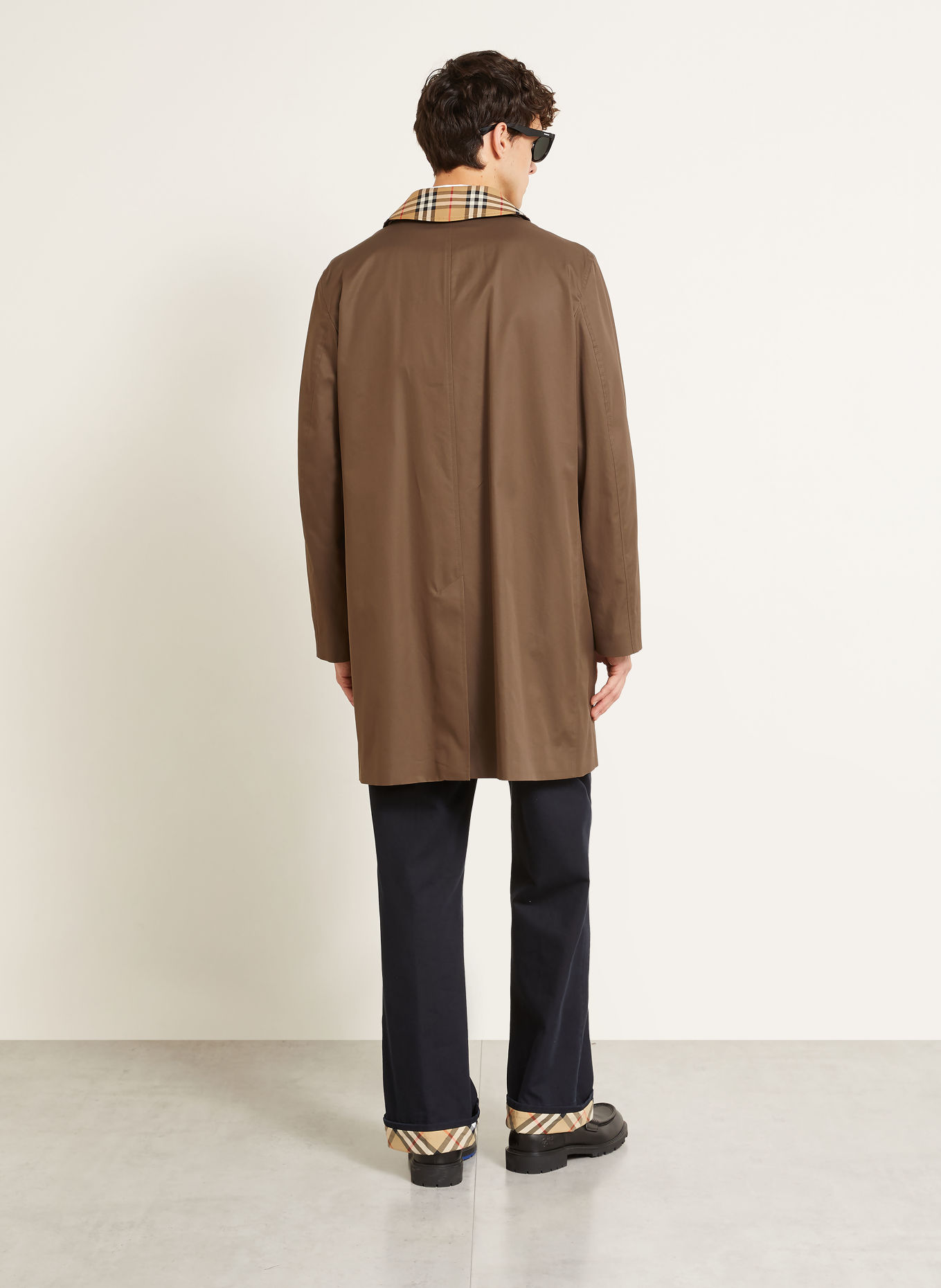 BURBERRY Mantel TOTTENHAM mit abnehmbarem Kragen: BRAUN / HELLBRAUN / ROT
