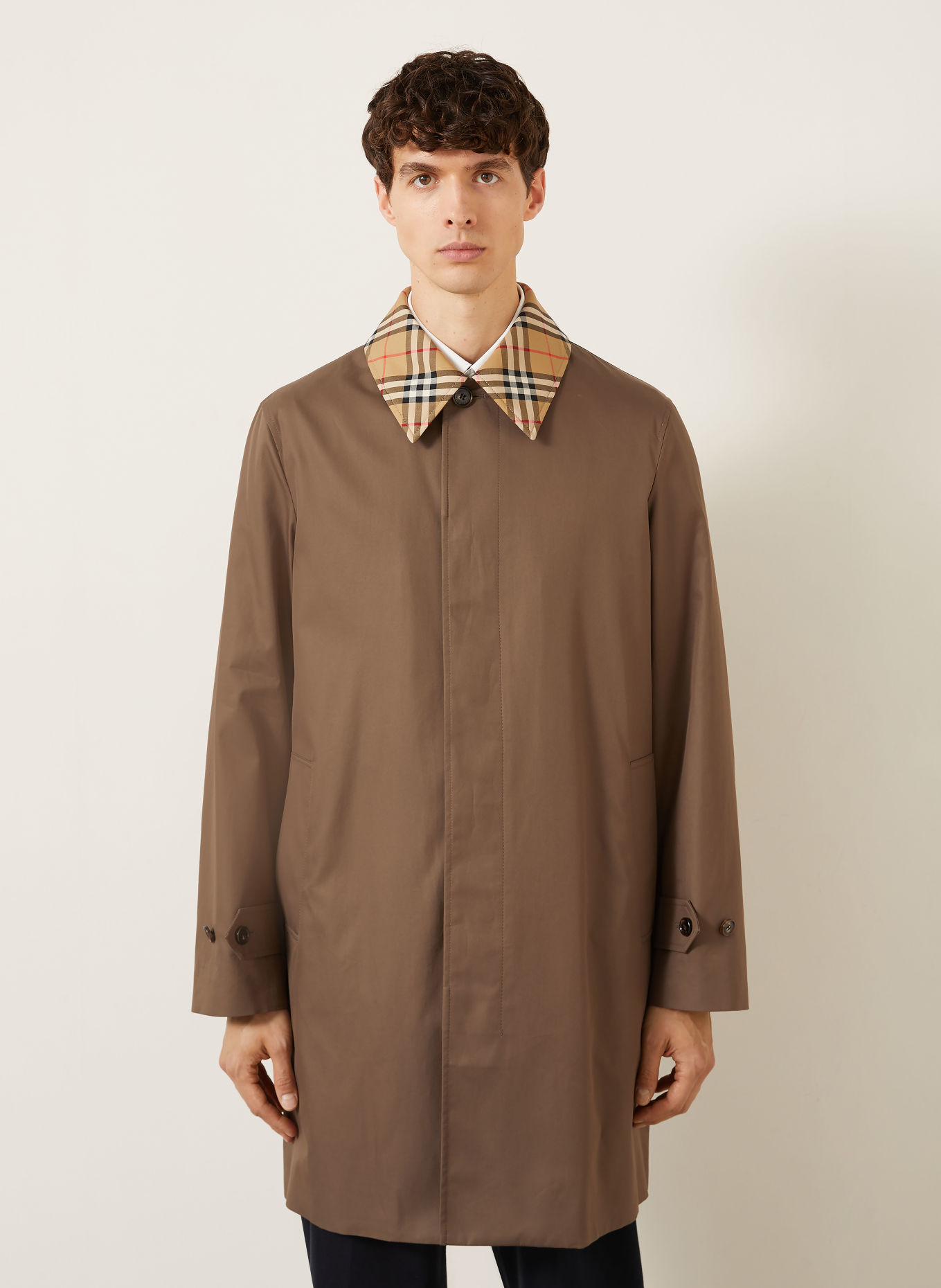 BURBERRY Mantel TOTTENHAM mit abnehmbarem Kragen: BRAUN / HELLBRAUN / ROT