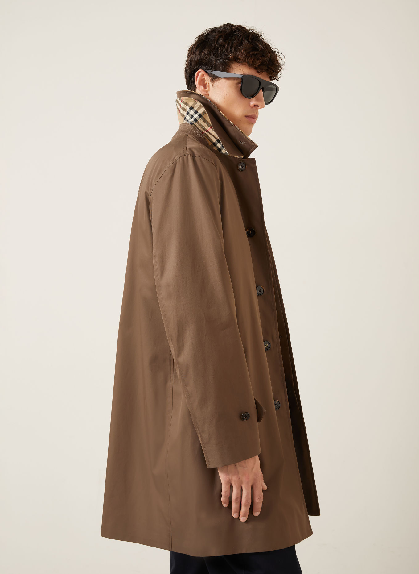 BURBERRY Mantel TOTTENHAM mit abnehmbarem Kragen: BRAUN / HELLBRAUN / ROT