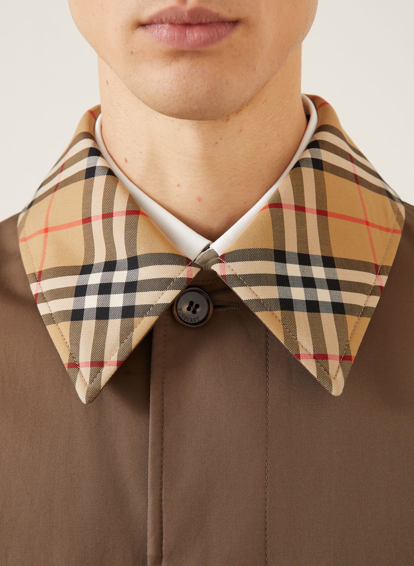 BURBERRY Mantel TOTTENHAM mit abnehmbarem Kragen: BRAUN / HELLBRAUN / ROT