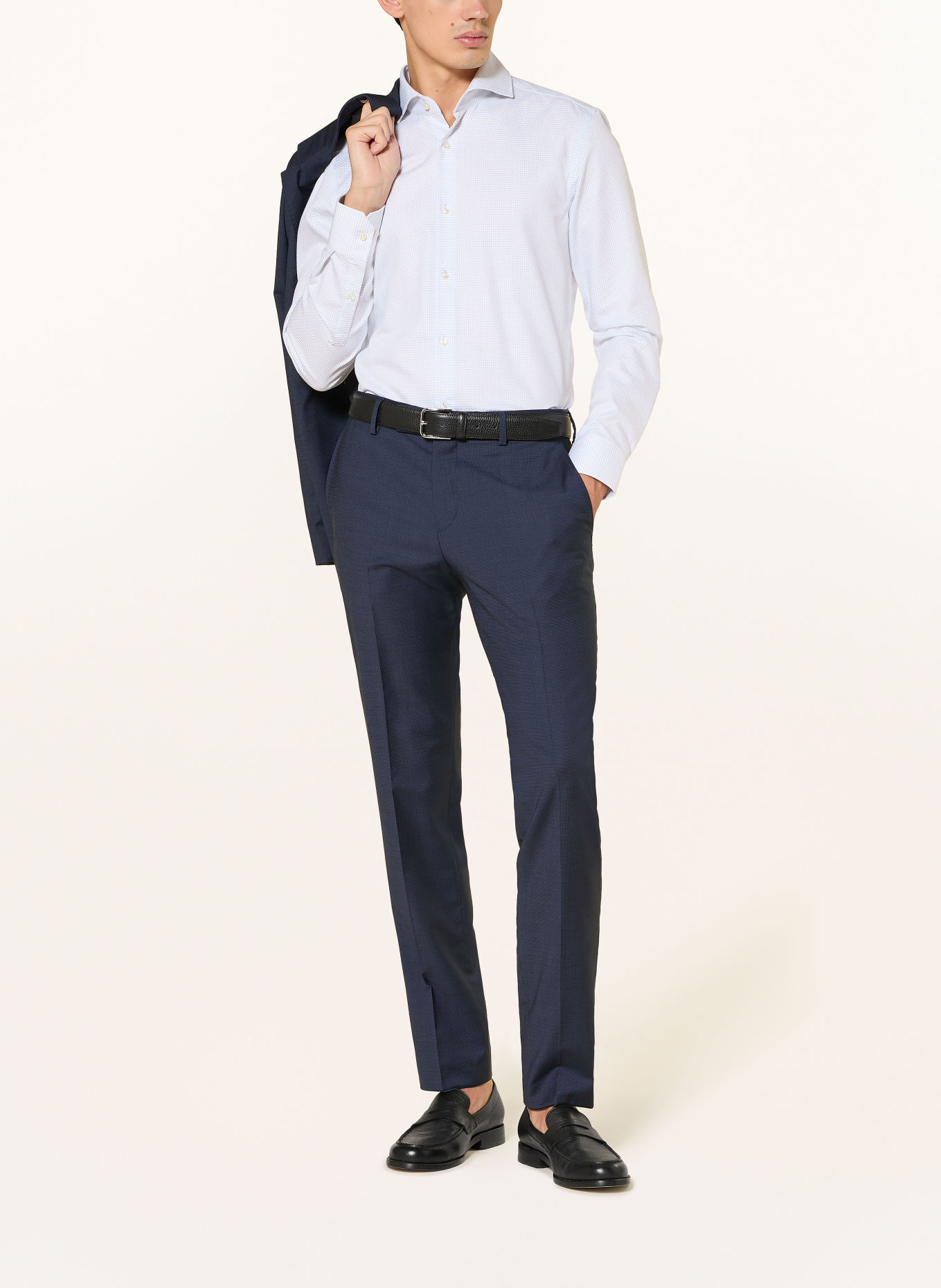 BOSS Cămașă HANK Slim Fit: ALB / ALBASTRU ÎNCHIS