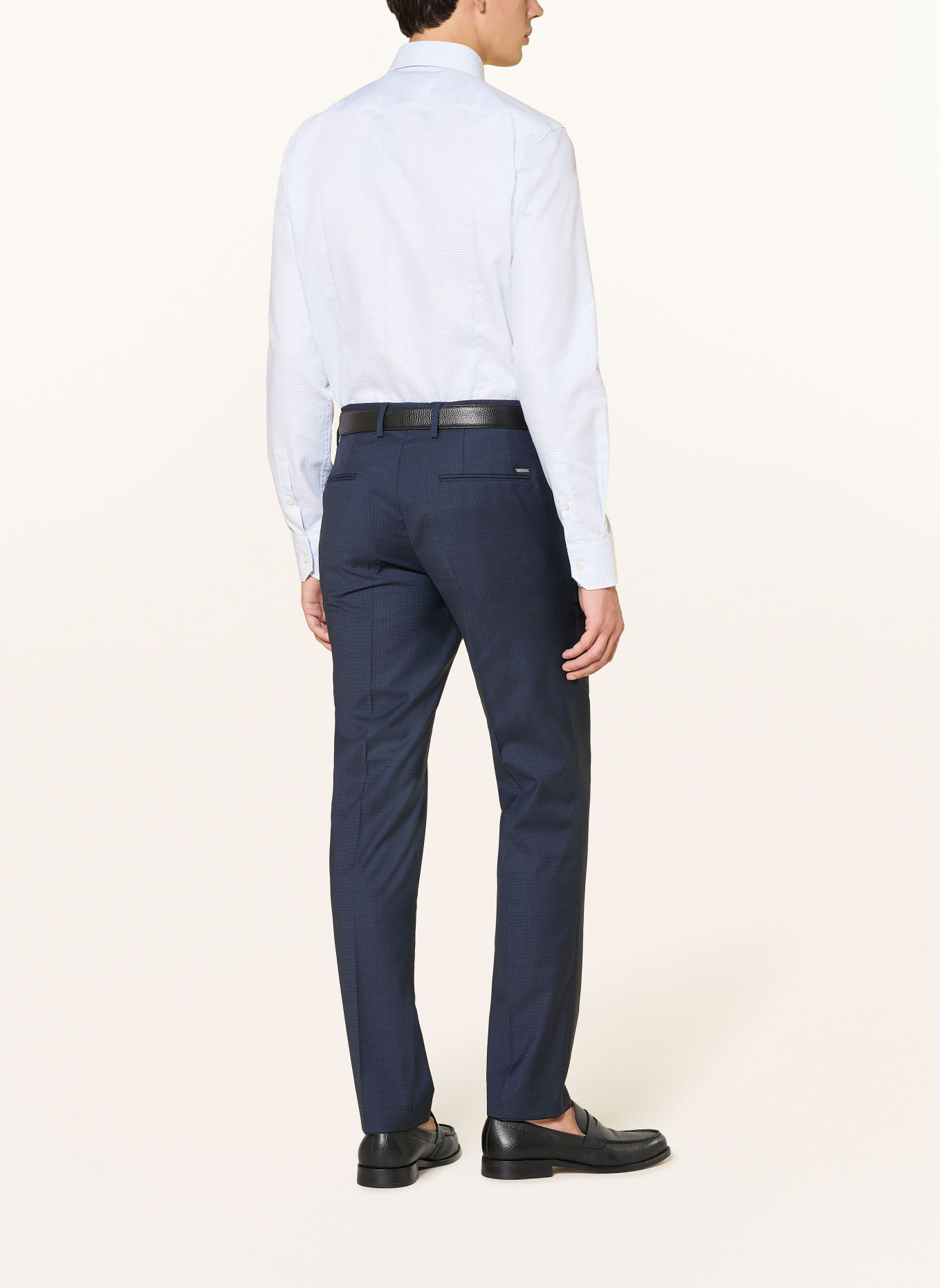 BOSS Cămașă HANK Slim Fit: ALB / ALBASTRU ÎNCHIS