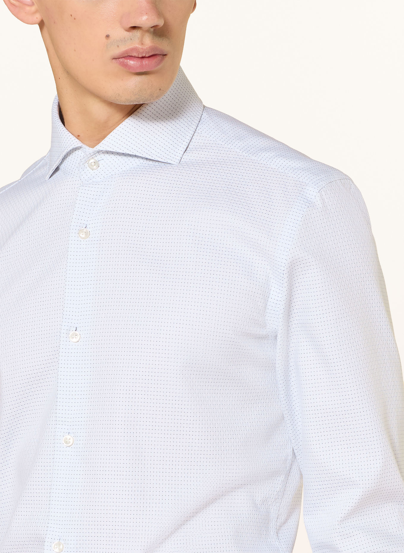 BOSS Cămașă HANK Slim Fit: ALB / ALBASTRU ÎNCHIS