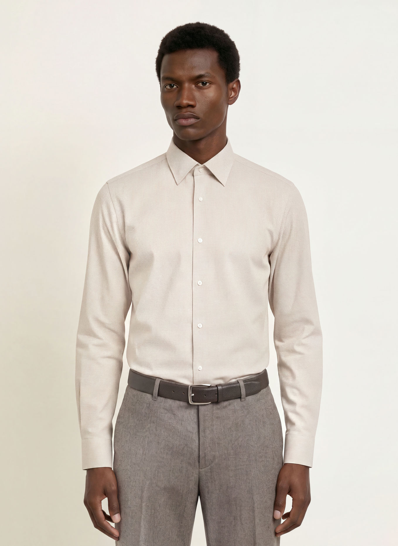 BOSS Hemd HANK Slim Fit: CREME / TAUPE