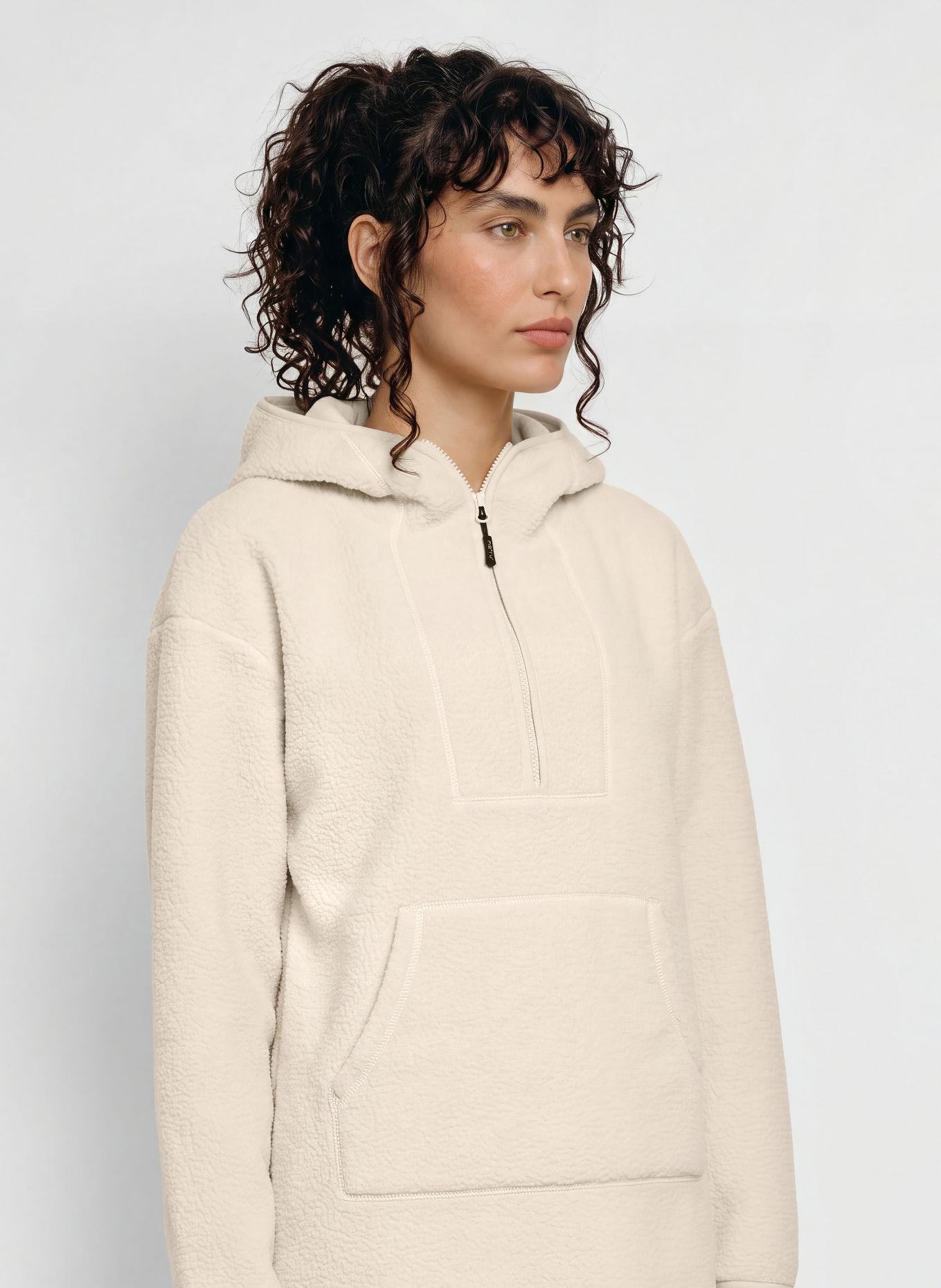 me°ru' QUIMPER Fleece hoodie: ECRU