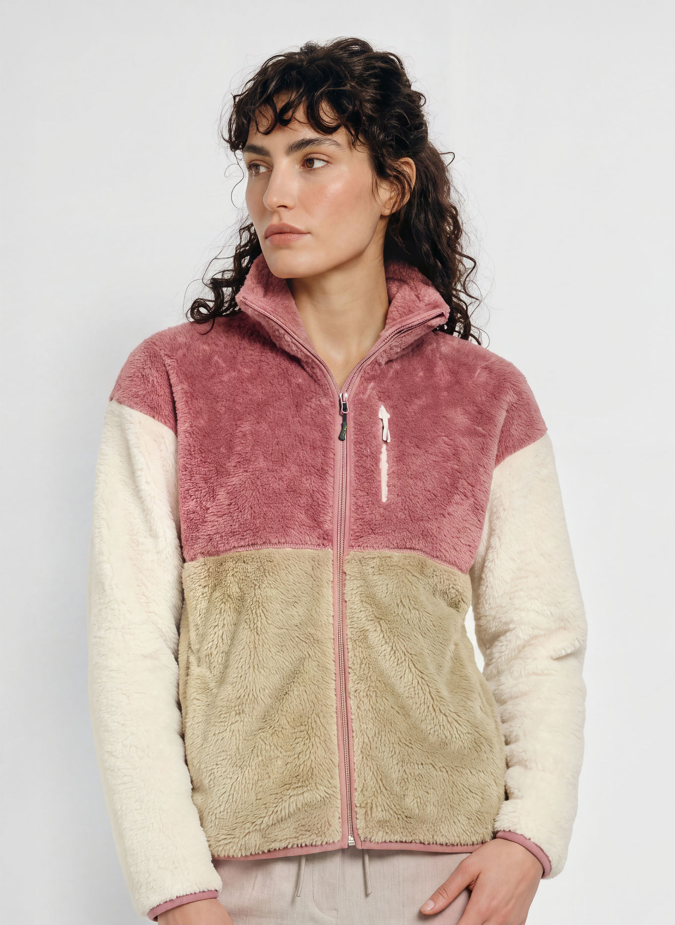 me°ru' Fleecejacke NUNAVUT: BEIGE / ALTROSA / WEISS