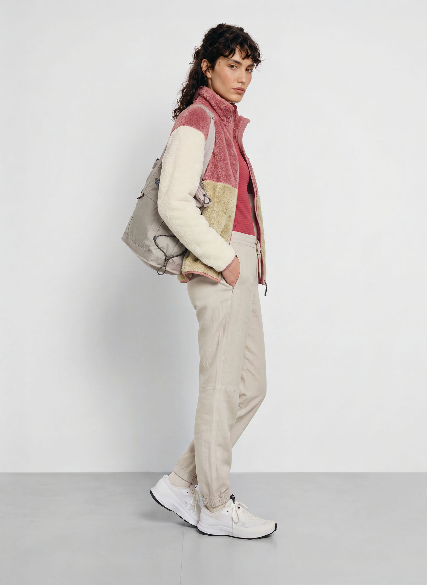 me°ru' Fleecejacke NUNAVUT: BEIGE / ALTROSA / WEISS